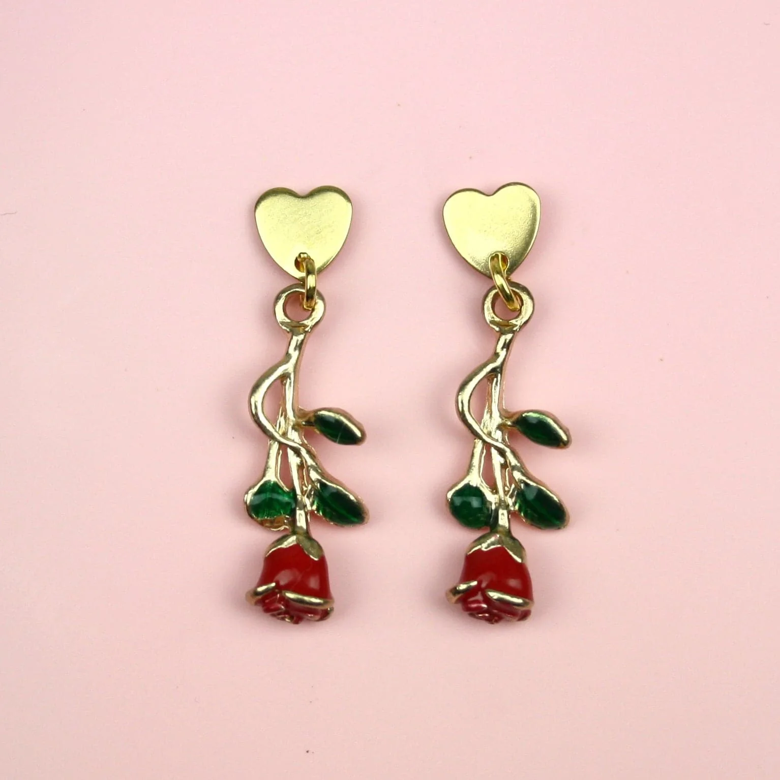 Red Enchanted Rose Earrings - Image 4