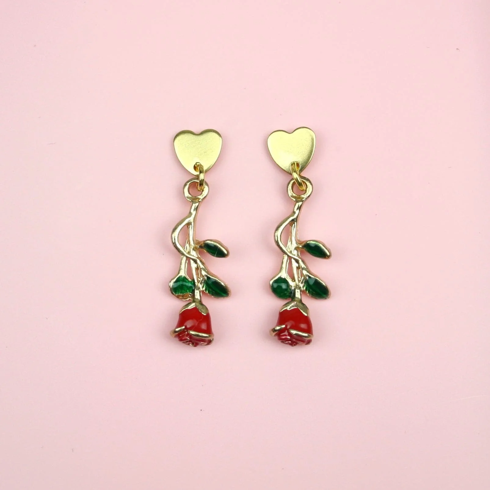 Red Enchanted Rose Earrings - Image 5