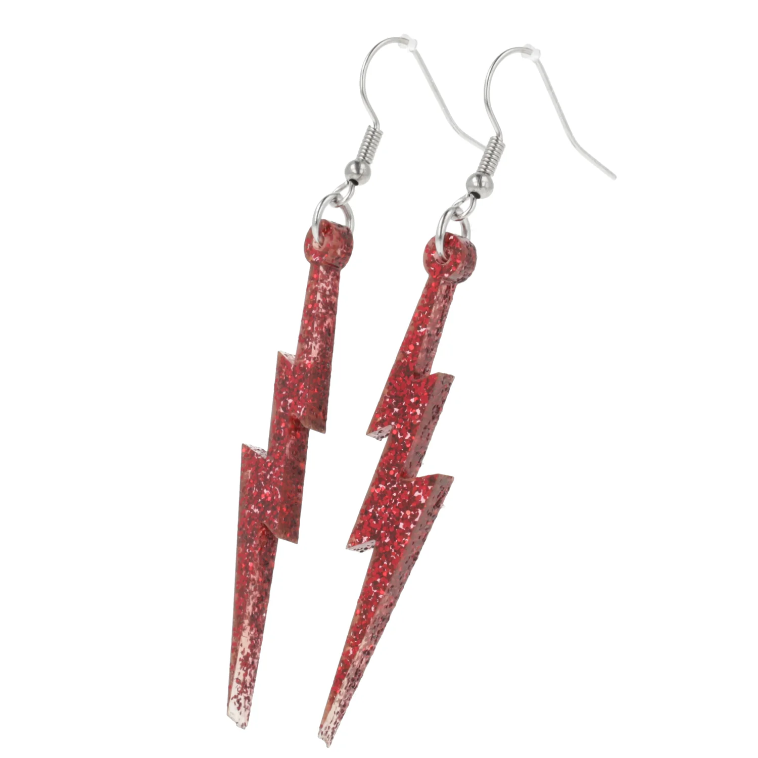 Red Glitter Lightning Bolt Earrings - Image 7