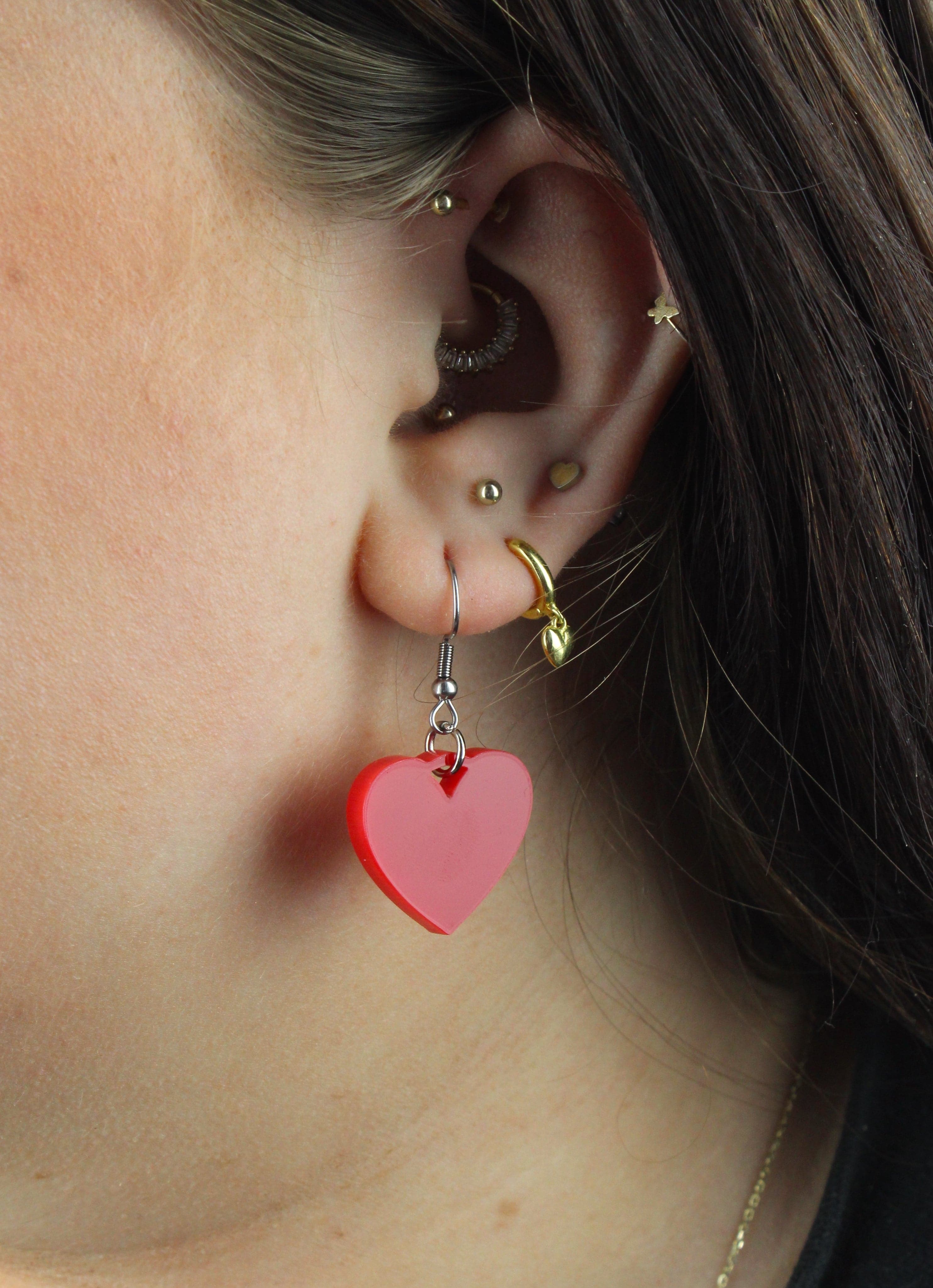 Red Heart Mini Drop Earrings - Image 2