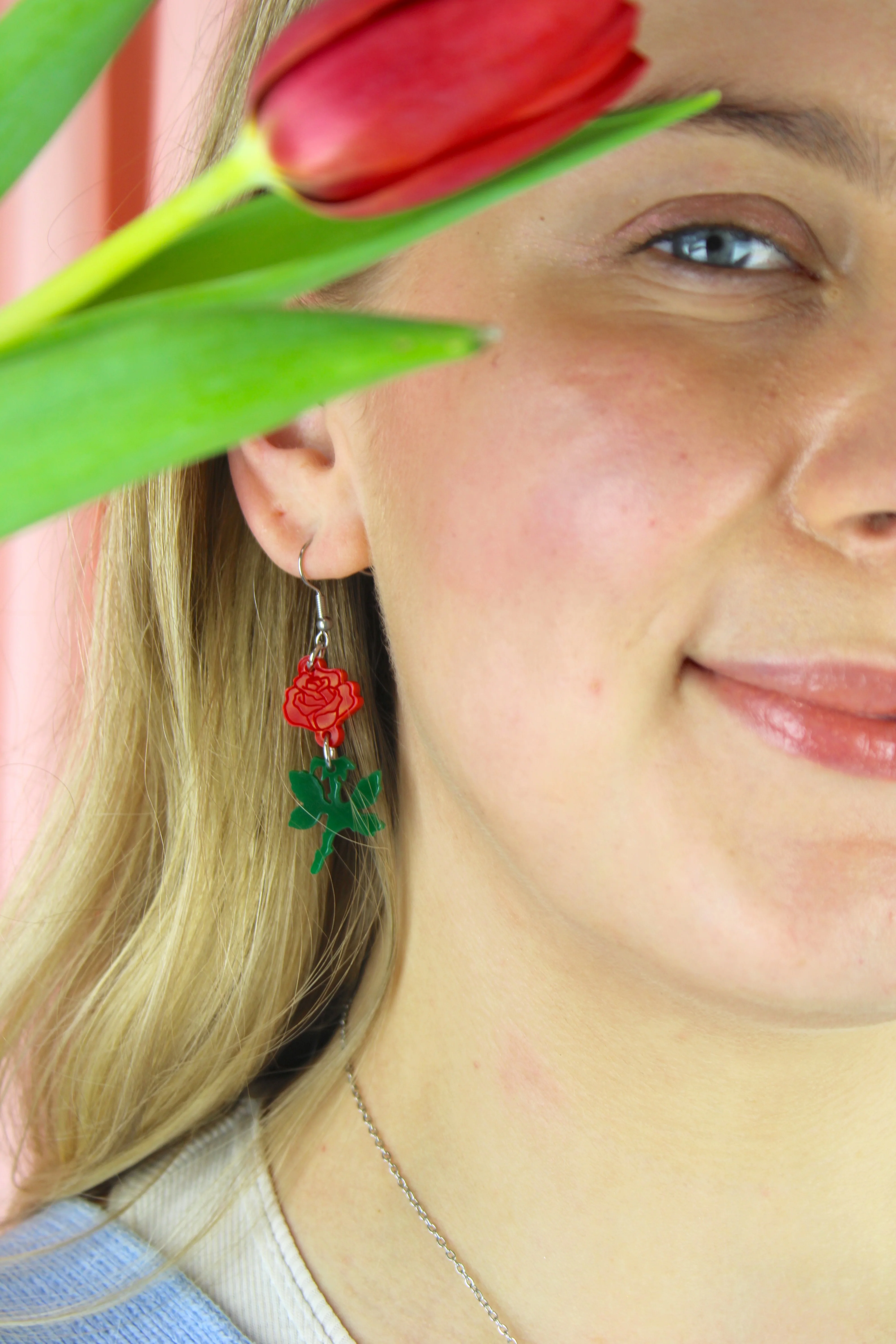 Red Rose Earrings - Image 6