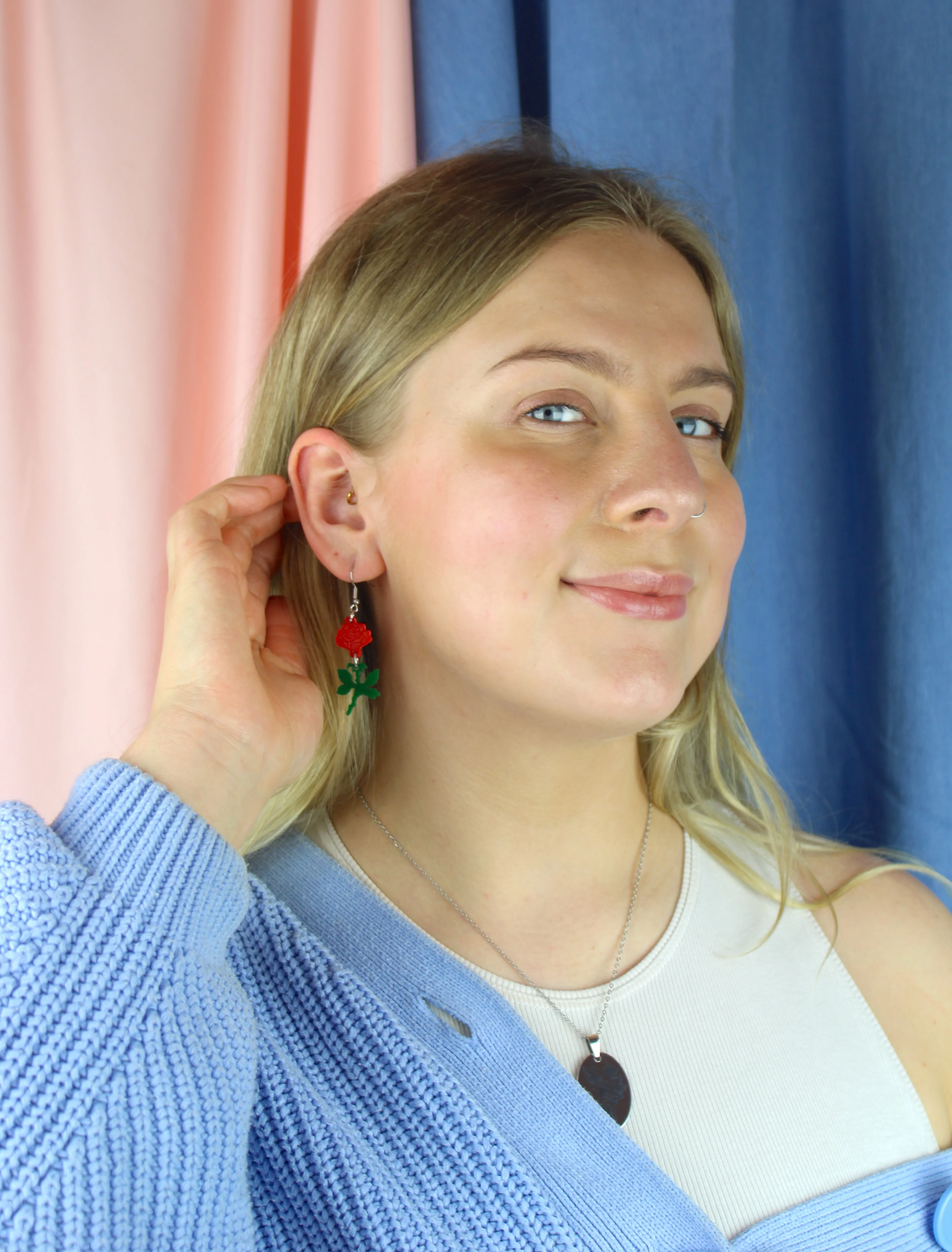 Red Rose Earrings - Image 8