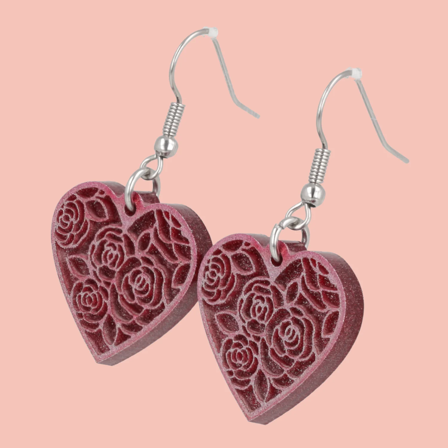 Rose Bouquet Heart Earrings - Image 3