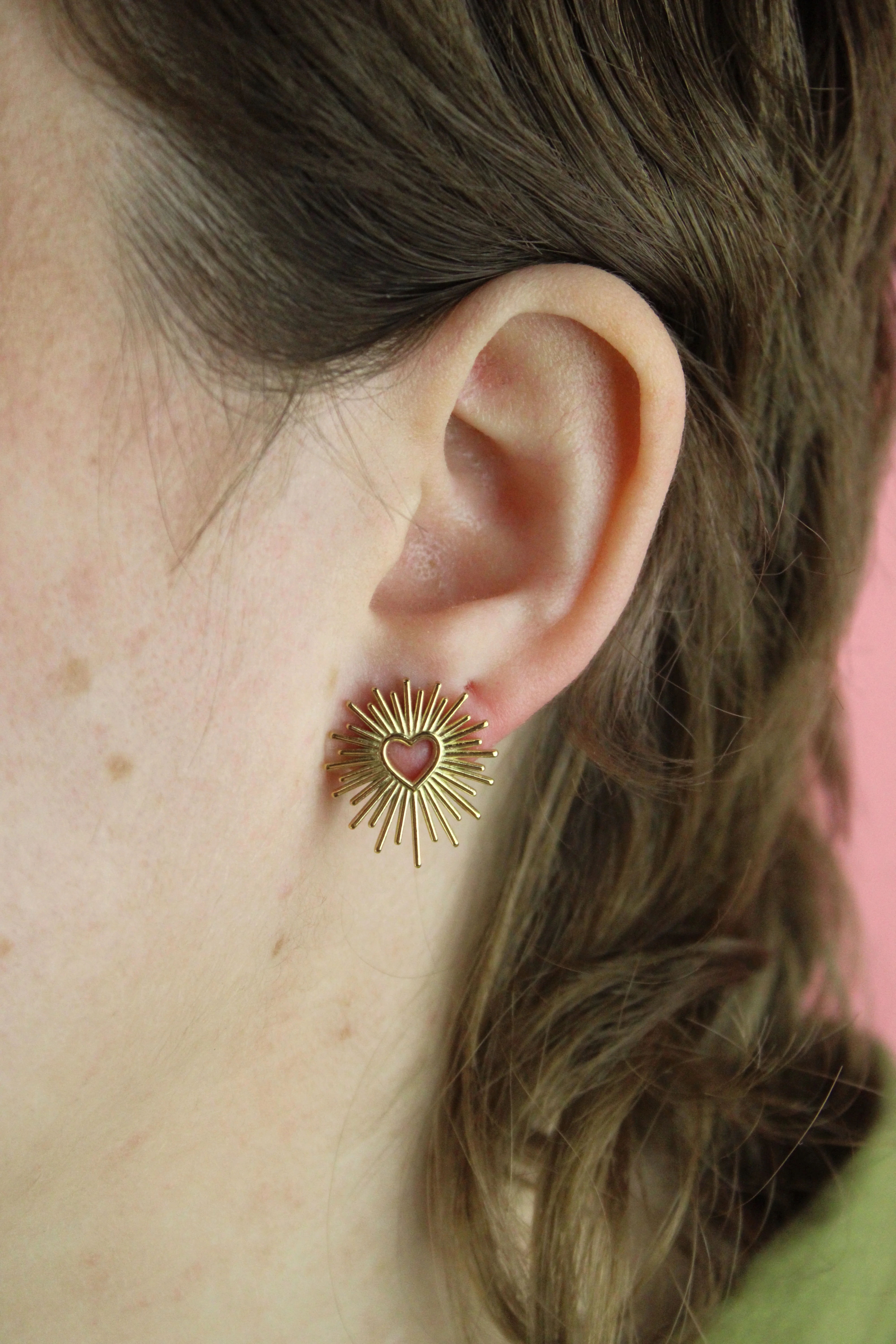 Sacré Coeur Stud Earrings (Gold Plated) - Image 2