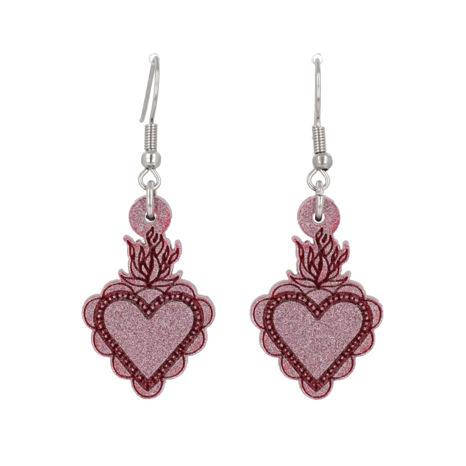 Sacred Heart Earrings - Pink - Image 5