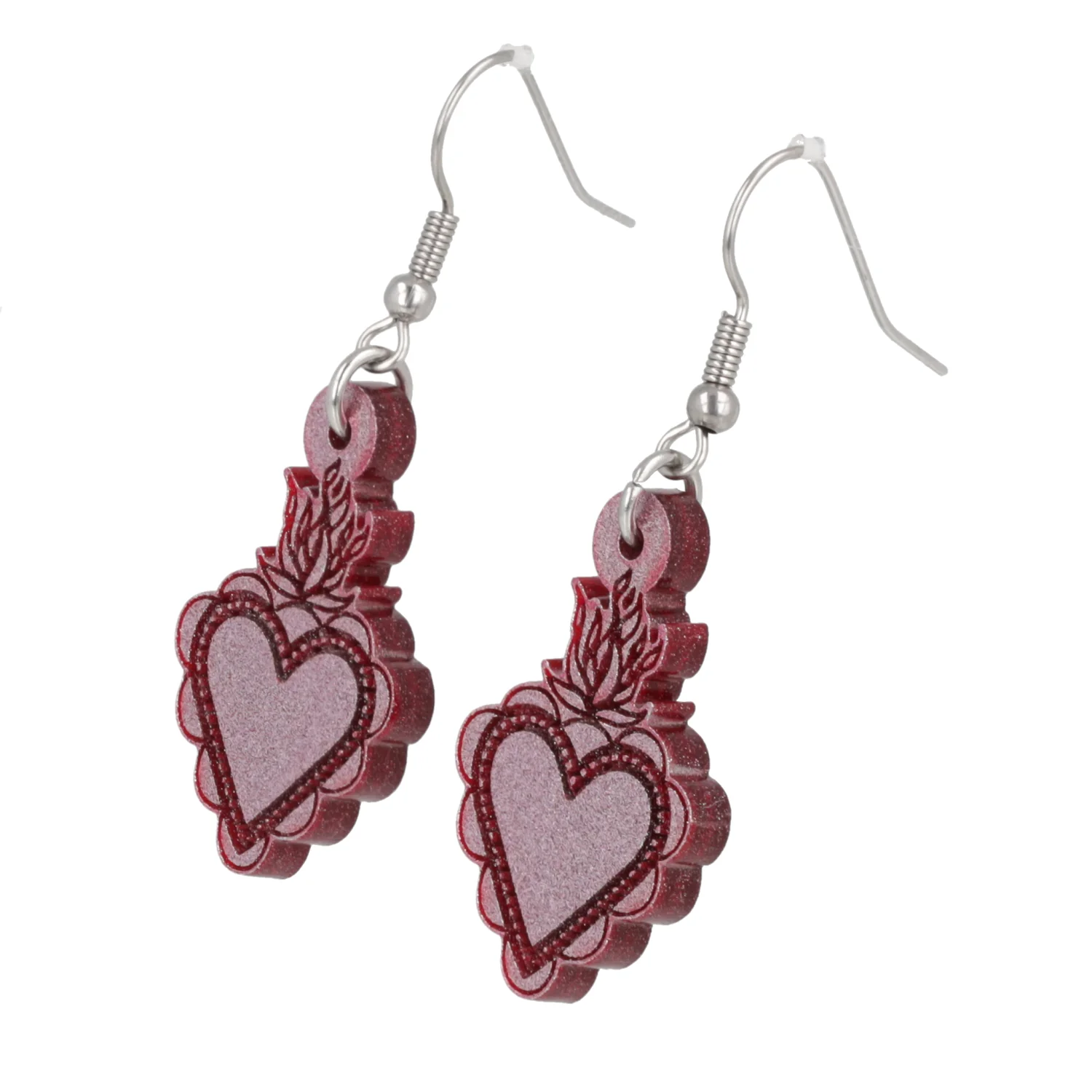 Sacred Heart Earrings - Pink - Image 6