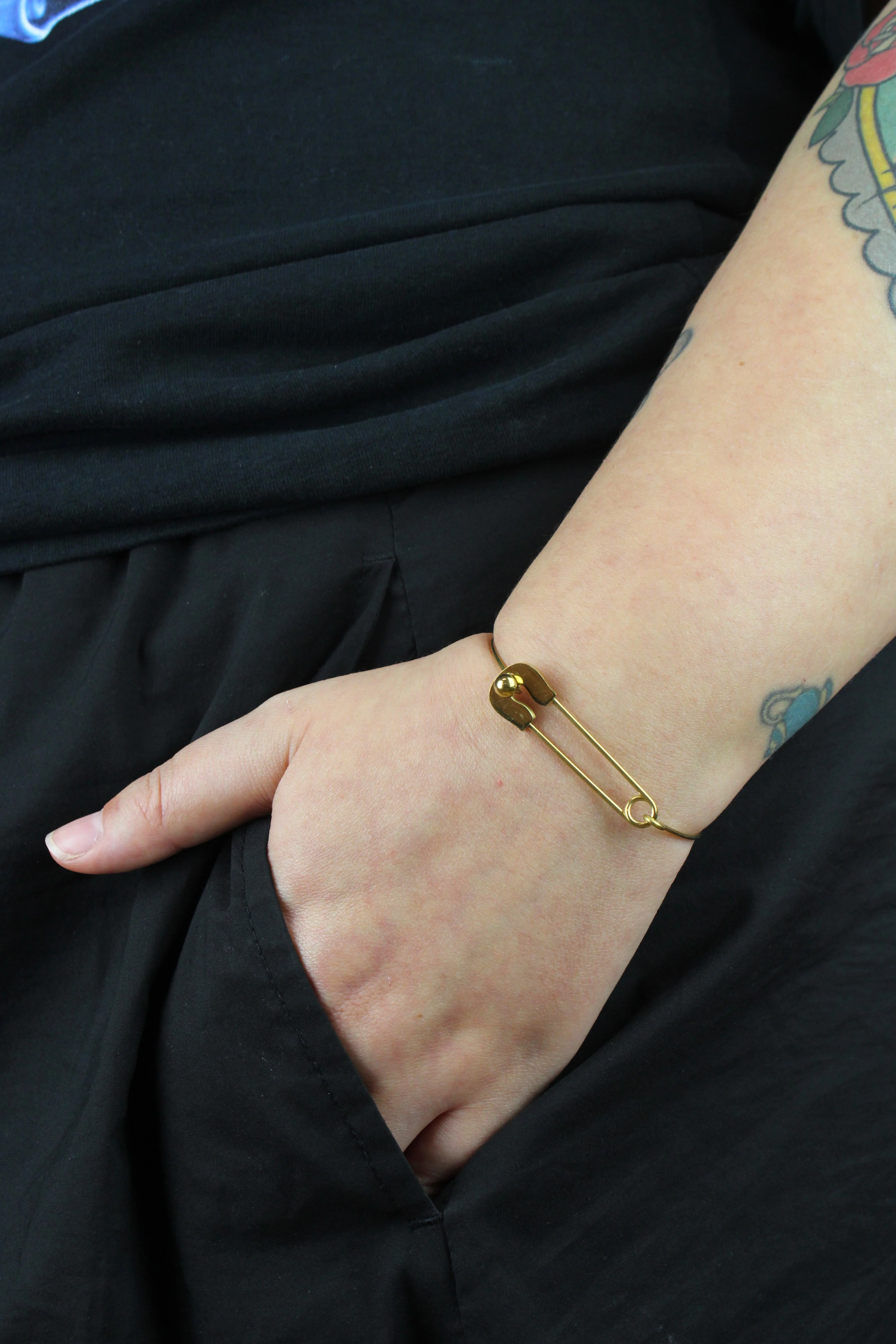 Safety Pin Bangle (Gold Plated) - Image 2