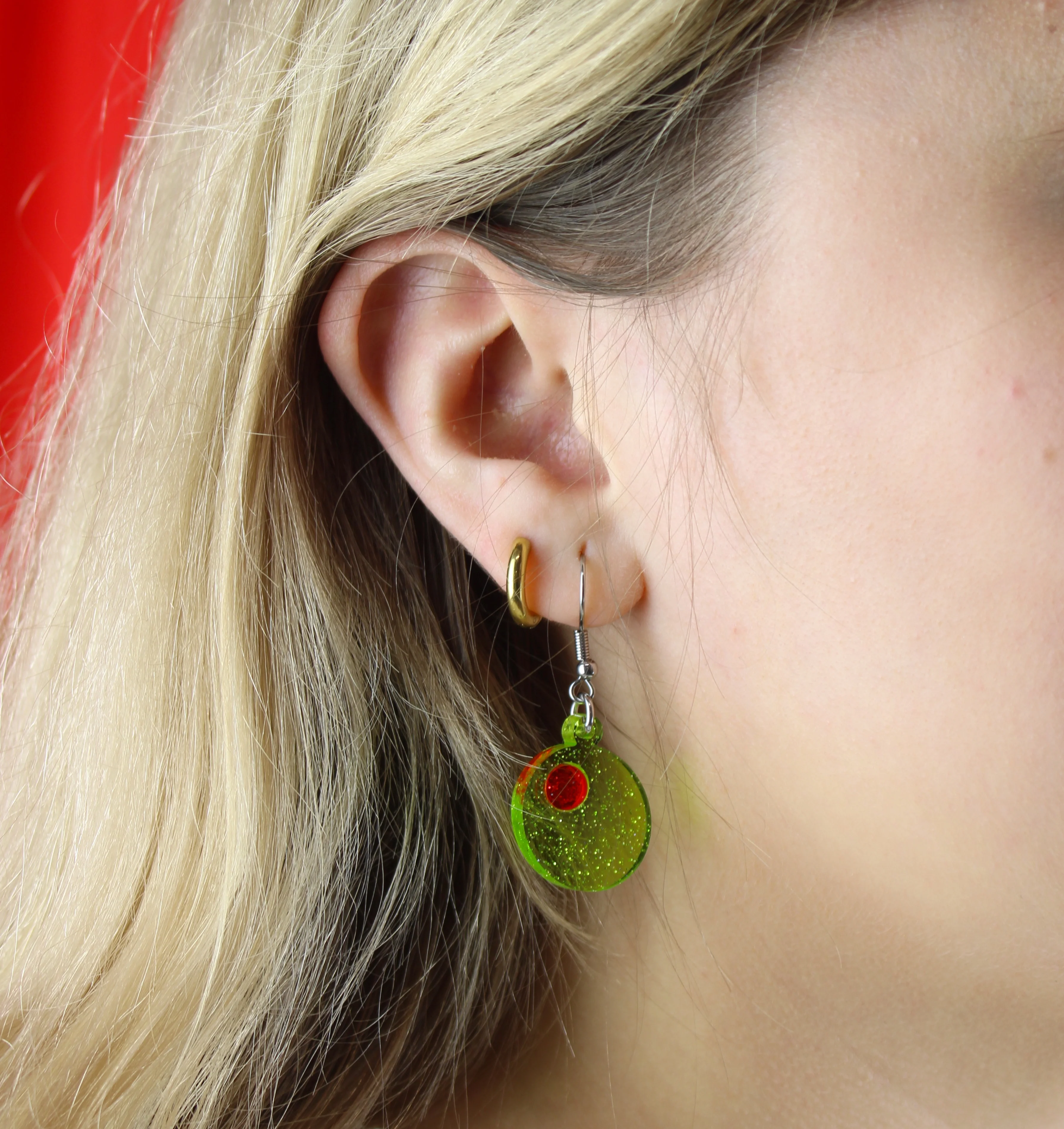Glitter Olive Earrings - Image 4