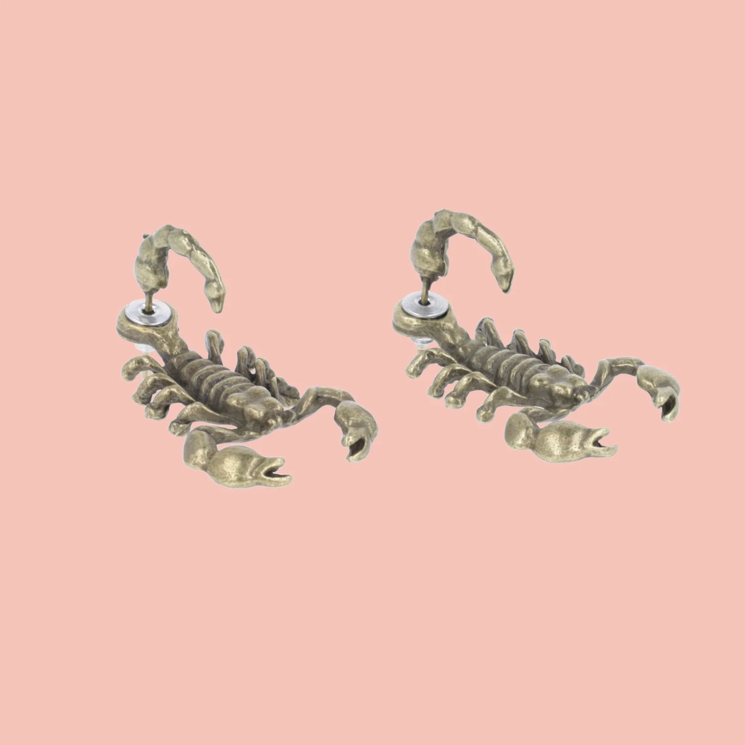 Scorpion 2 Piece Stud Earrings (Antique Gold Plated) - Image 2