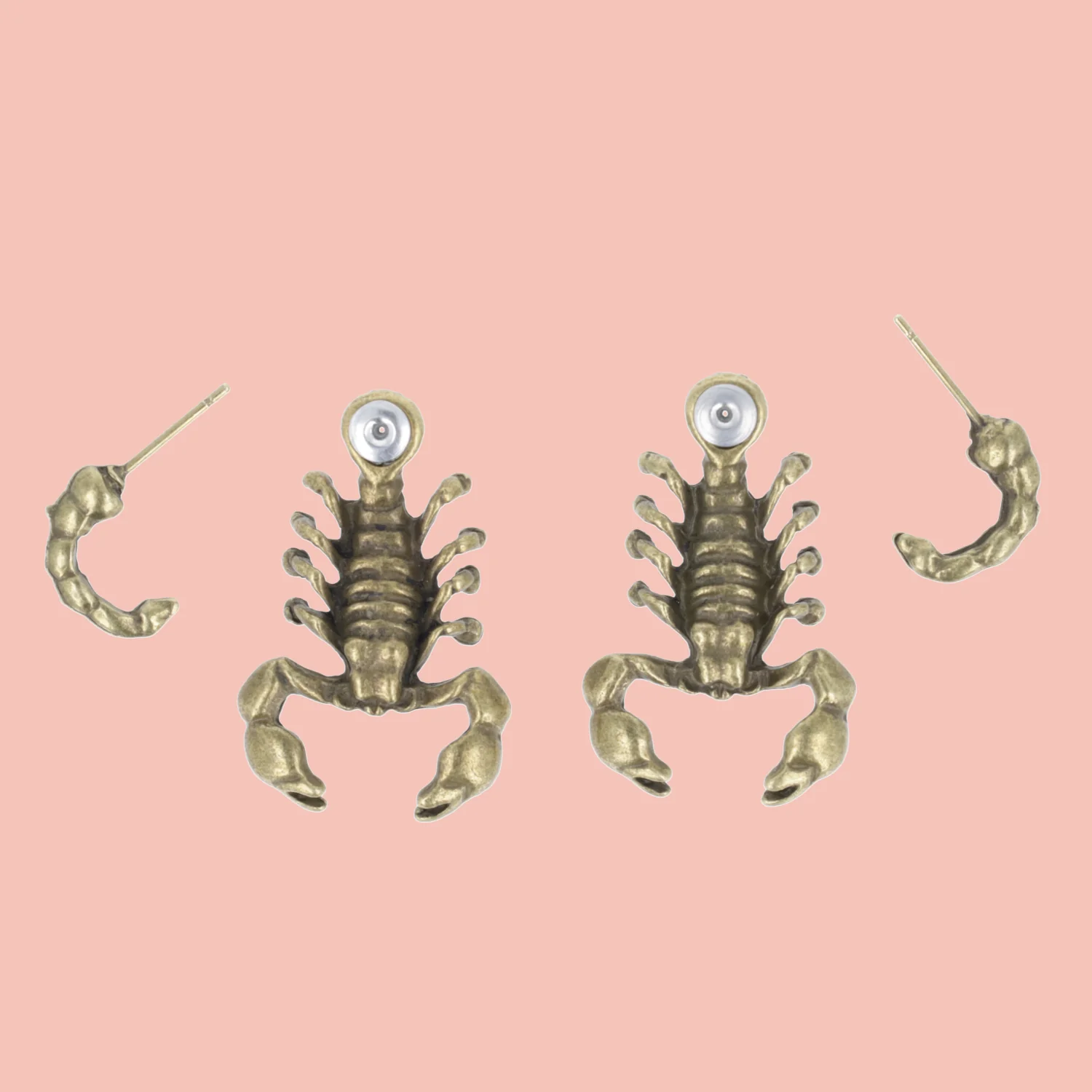 Scorpion 2 Piece Stud Earrings (Antique Gold Plated) - Image 3