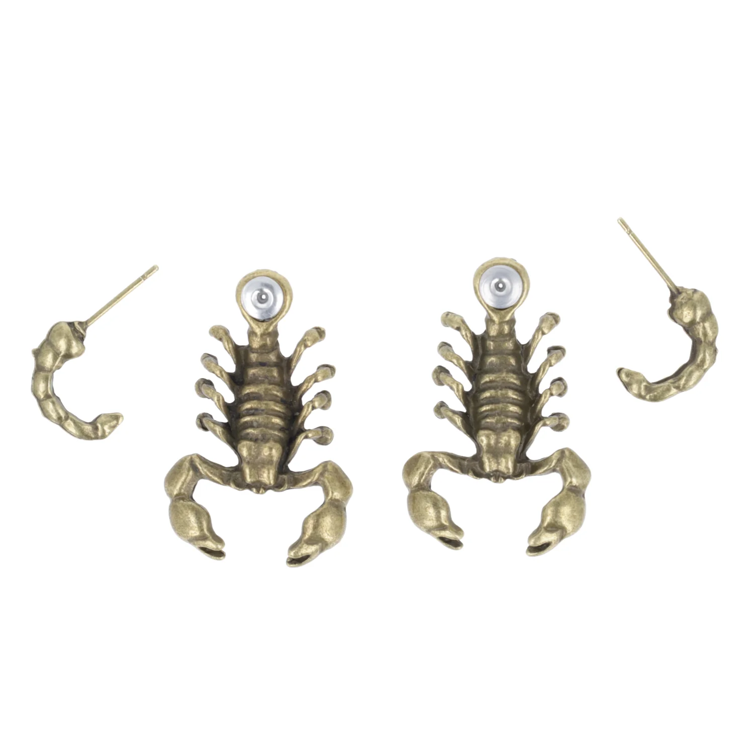 Scorpion 2 Piece Stud Earrings (Antique Gold Plated) - Image 7