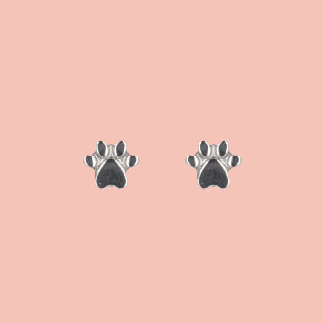 Screw On Paw Stud Earrings