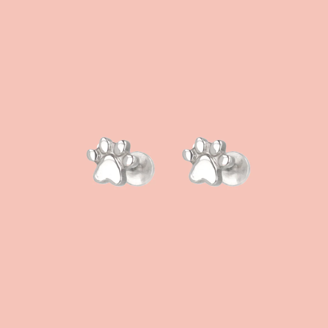 Screw On Paw Stud Earrings - Image 2