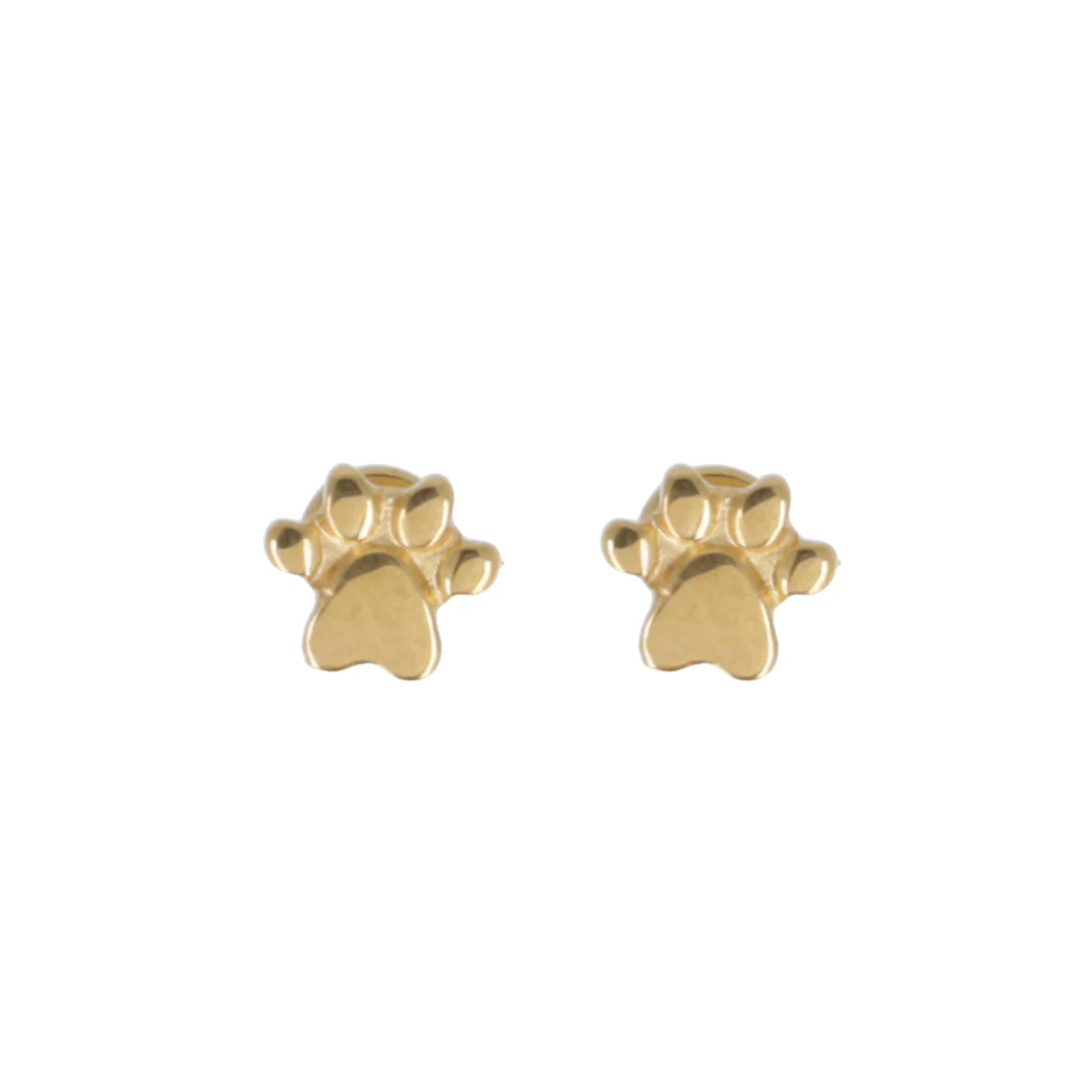 Screw On Paw Stud Earrings (Gold Plated) - Image 3