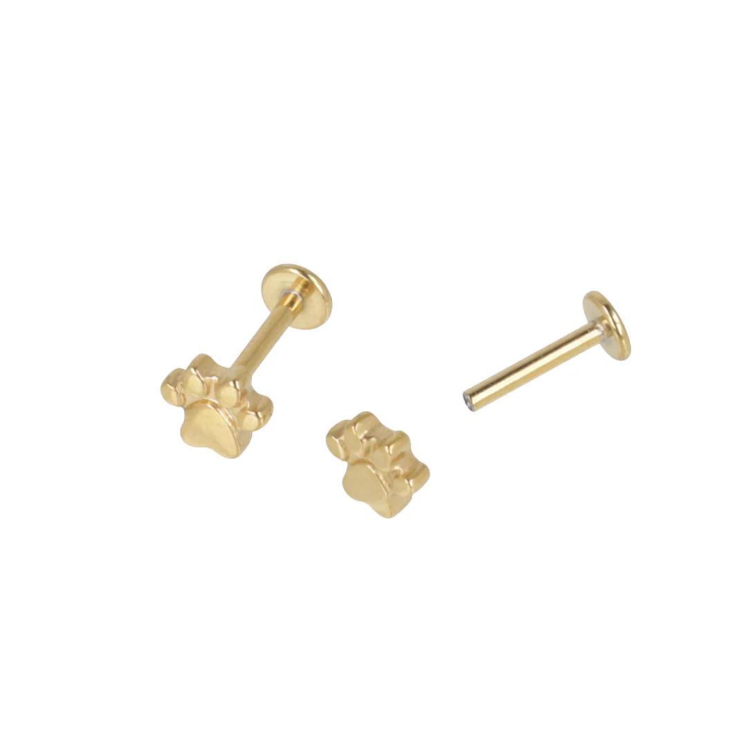 Screw On Paw Stud Earrings (Gold Plated) - Image 4