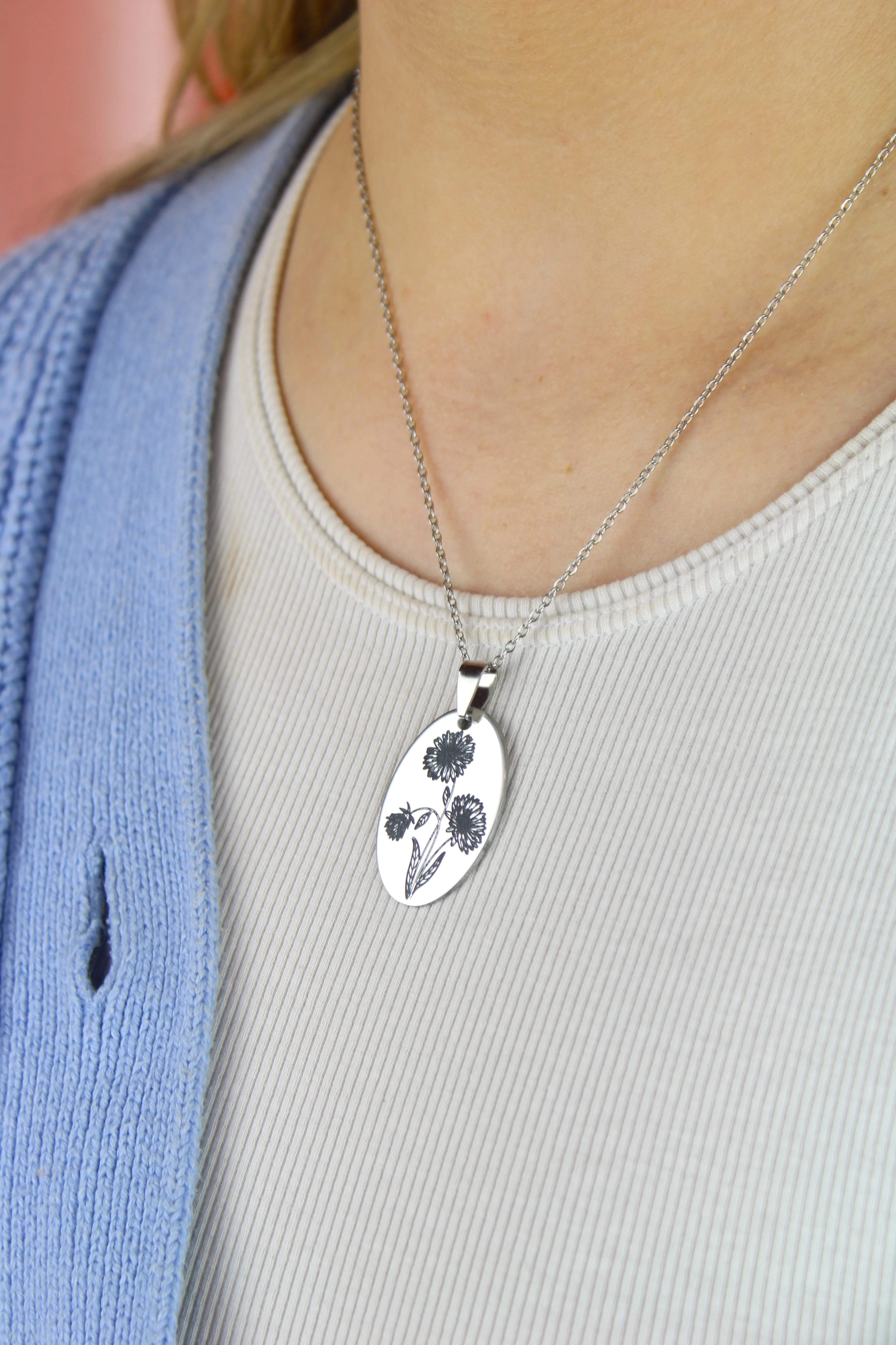 September Birth Flower Necklace - Aster - Image 2