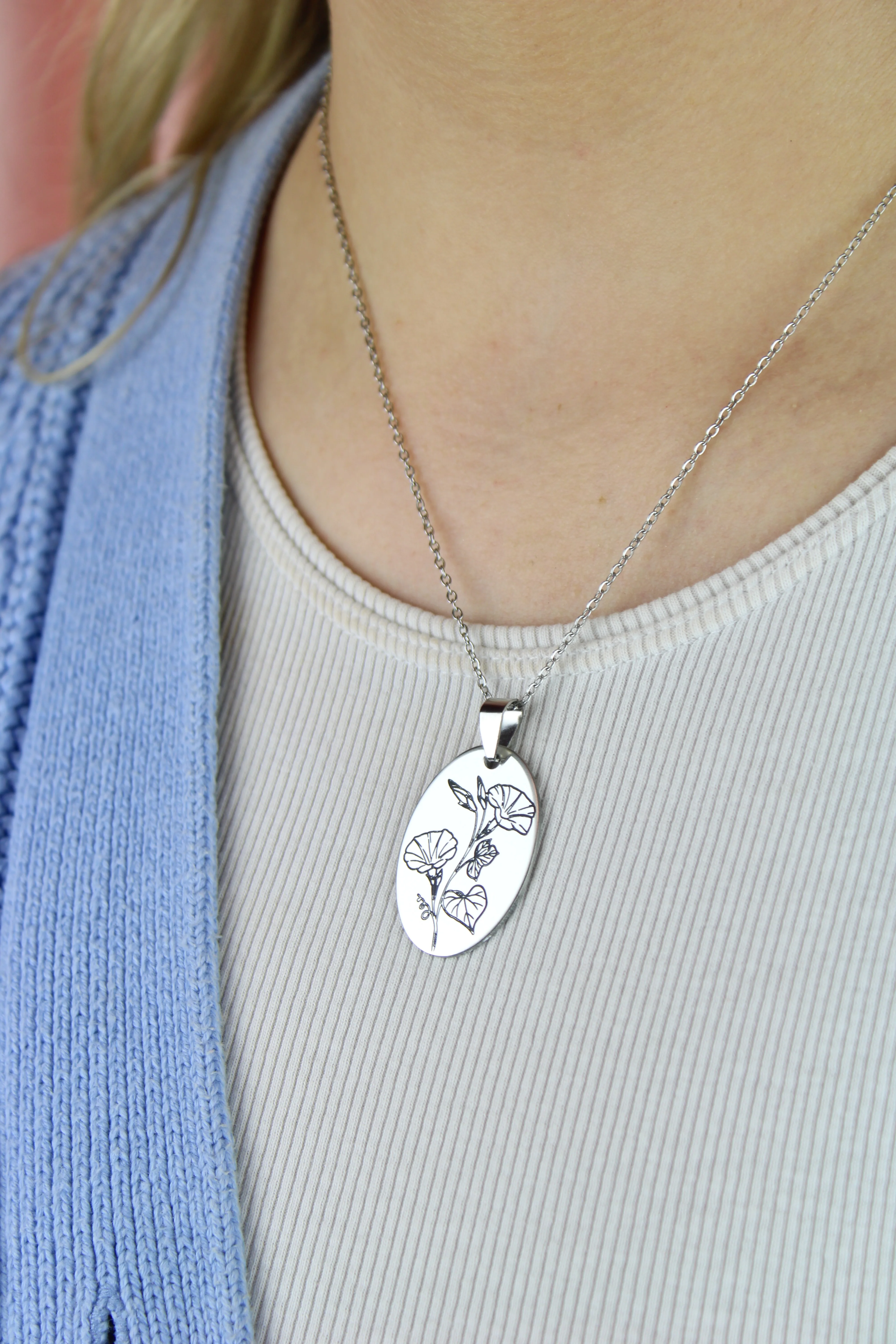 September Birth Flower Necklace - Morning Glory - Image 2