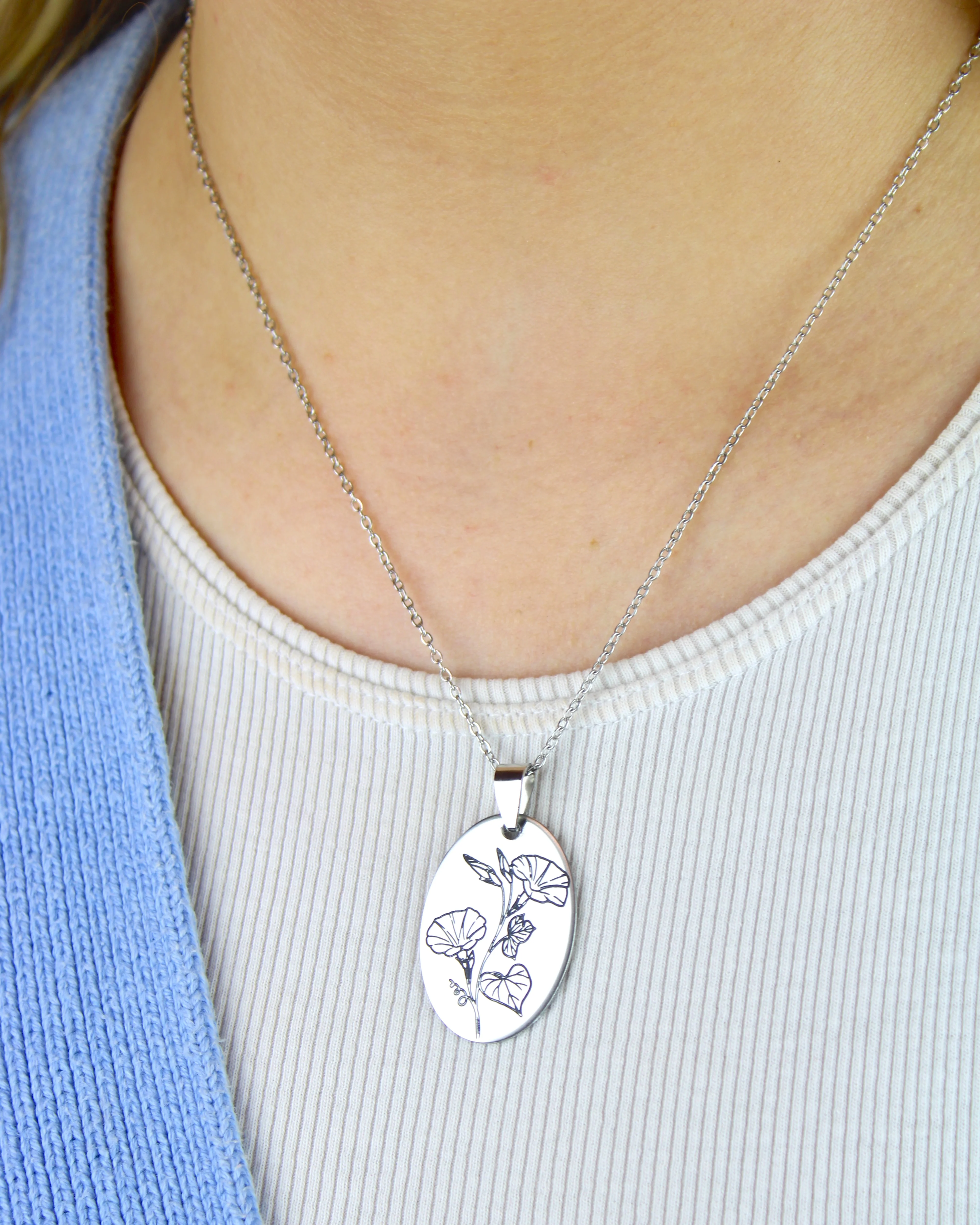 September Birth Flower Necklace - Morning Glory - Image 4