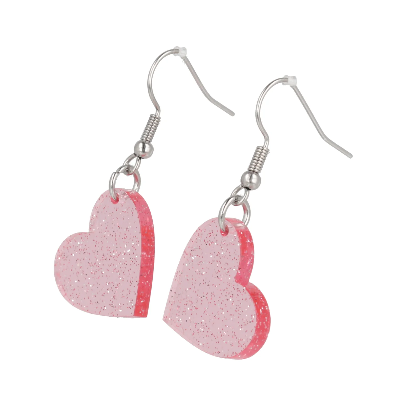 Shimmer Heart Earrings - Pink - Image 5