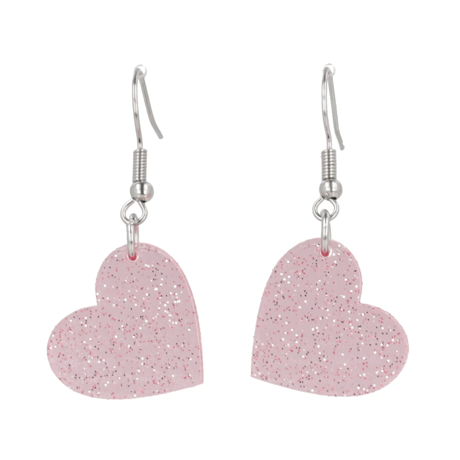 Shimmer Heart Earrings - Pink - Image 7