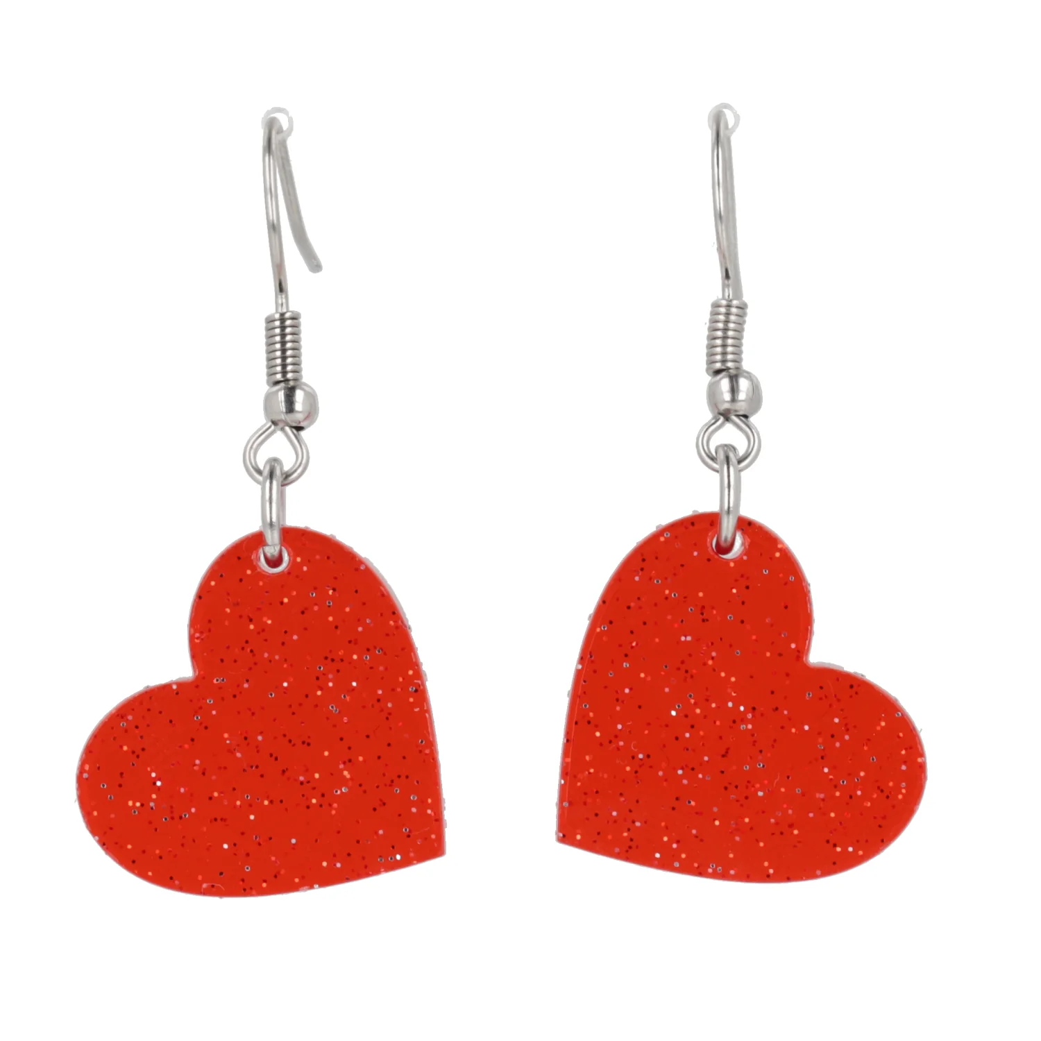 Shimmer Heart Earrings - Red - Image 5