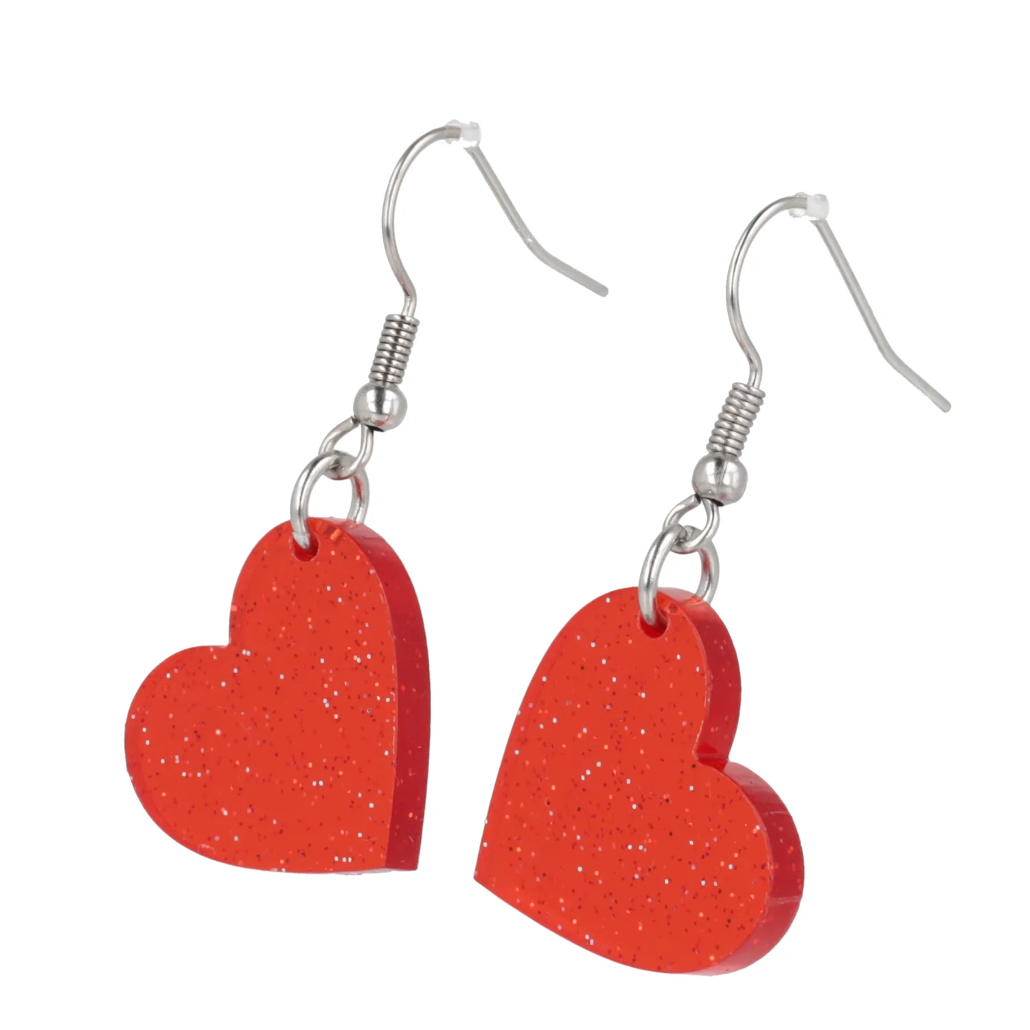 Shimmer Heart Earrings - Red - Image 7