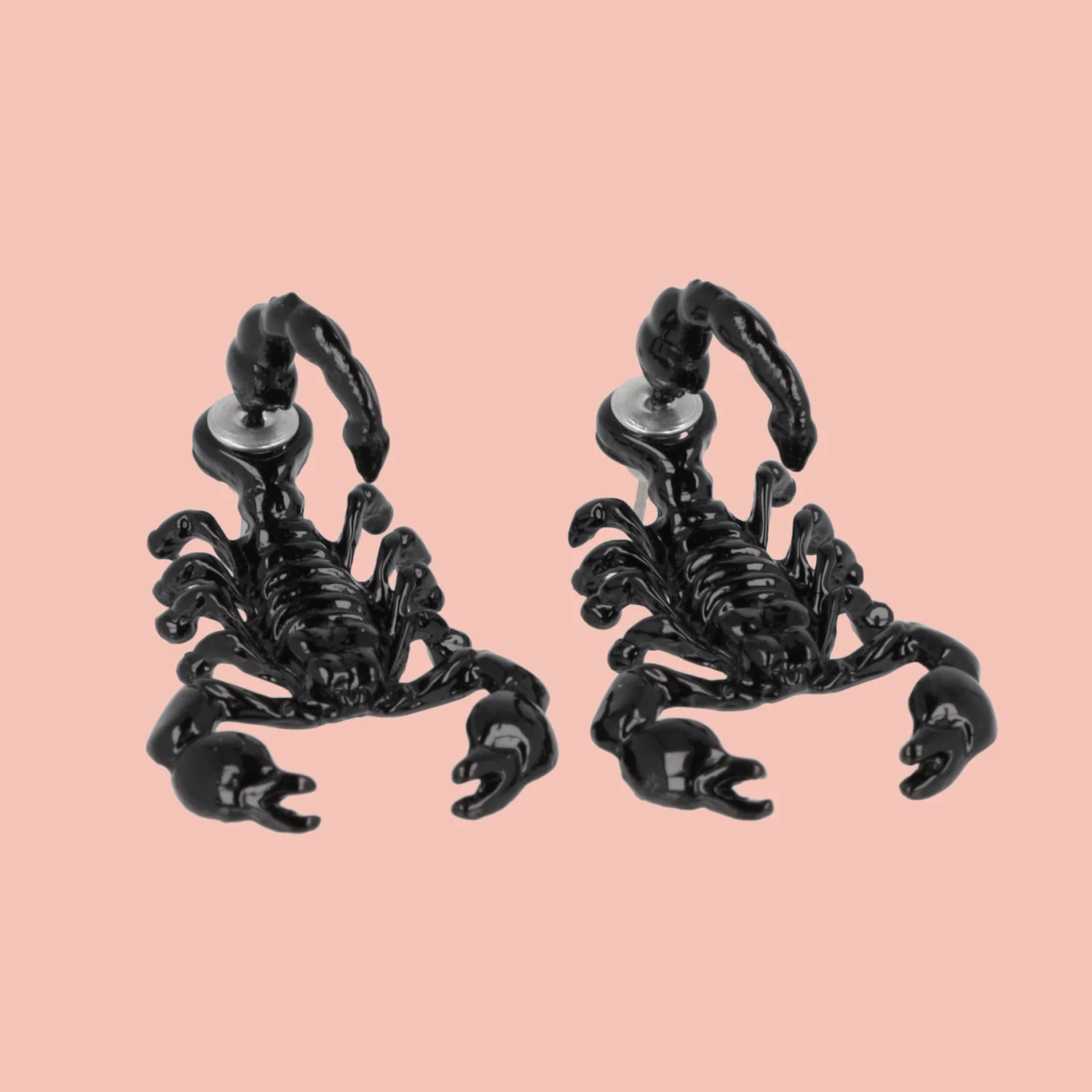 Shiny Black Scorpion 2 Piece Stud Earrings - Image 2