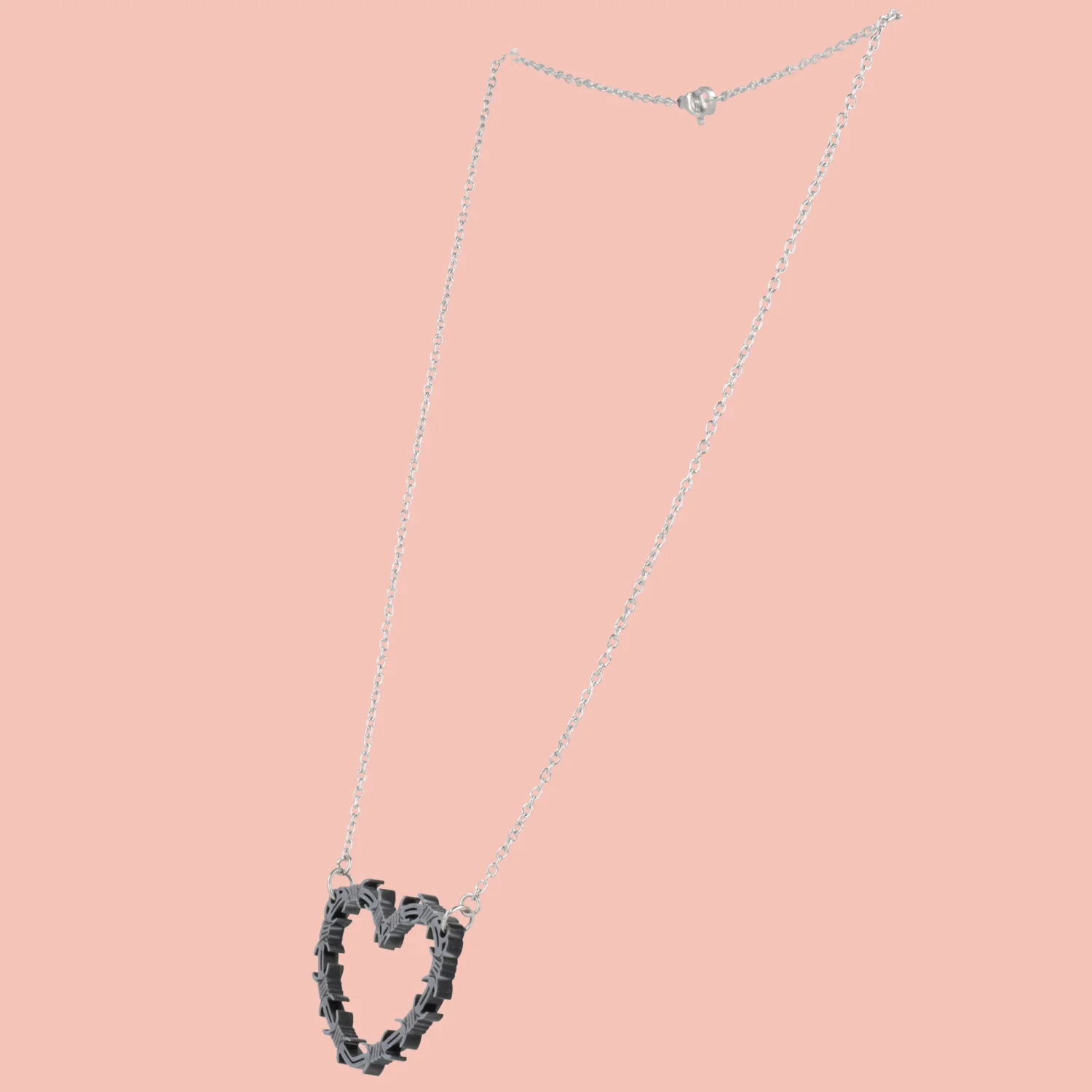 Silver Barbed Wire Heart Necklace - Image 5