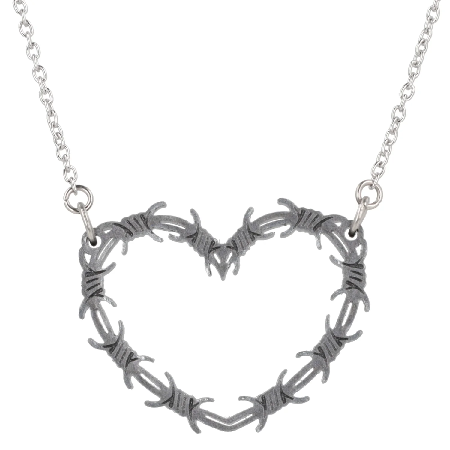 Silver Barbed Wire Heart Necklace - Image 7