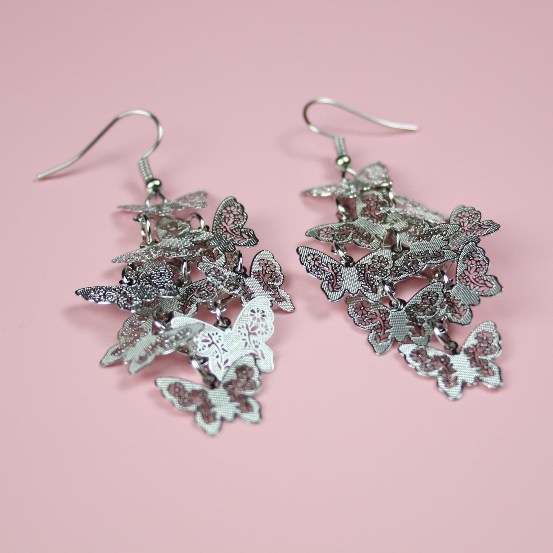 Silver Butterfly Earrings - Image 3