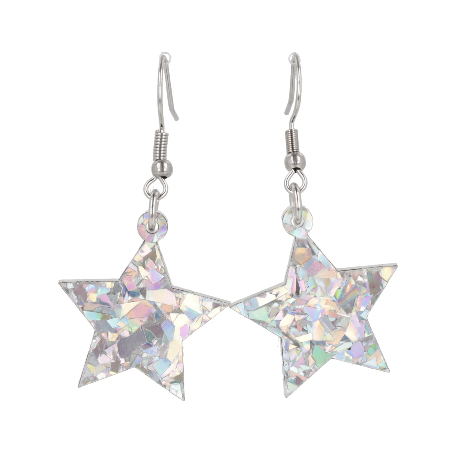 Silver Confetti Stars Earrings - Image 2