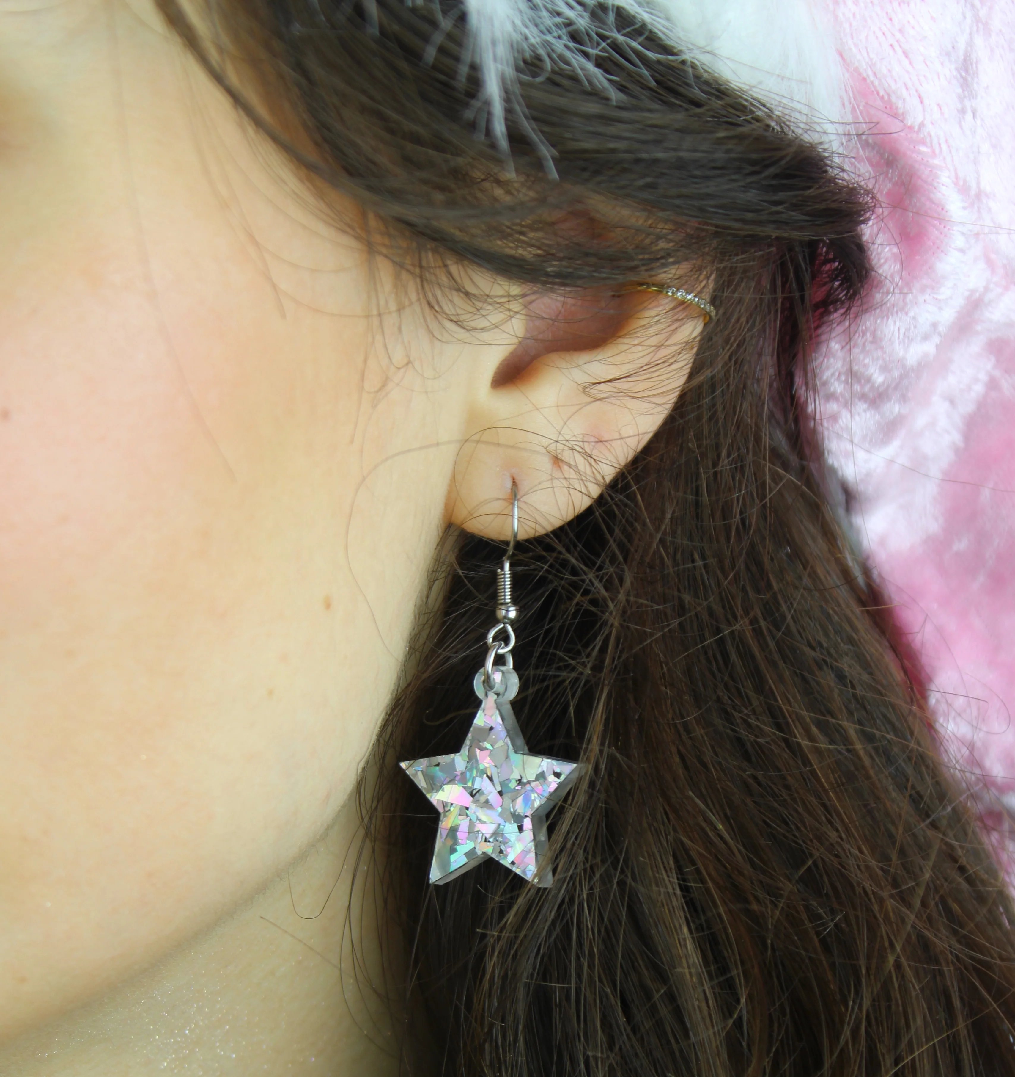 Silver Confetti Stars Earrings - Image 3