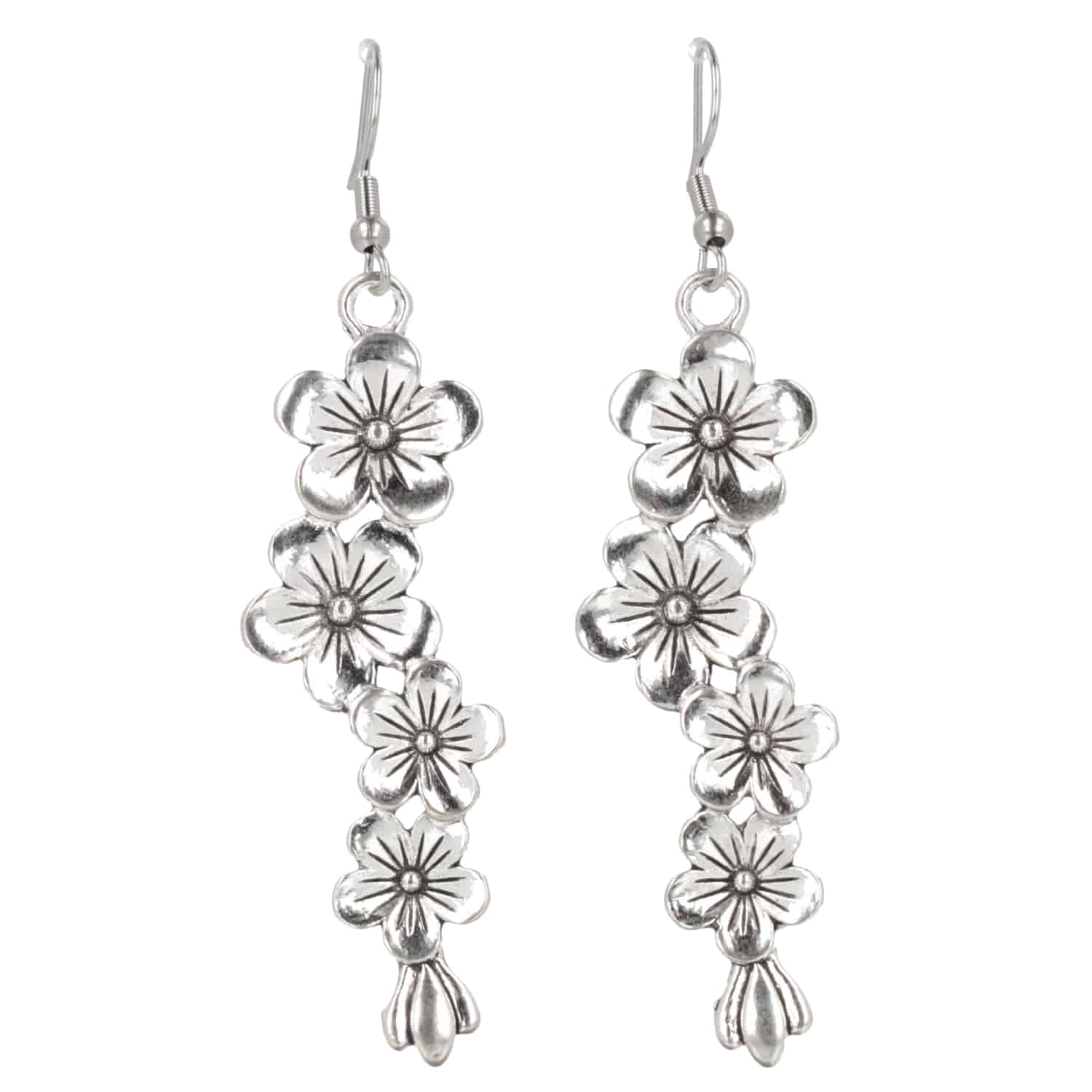 Silver Flowers Earrings - Image 4