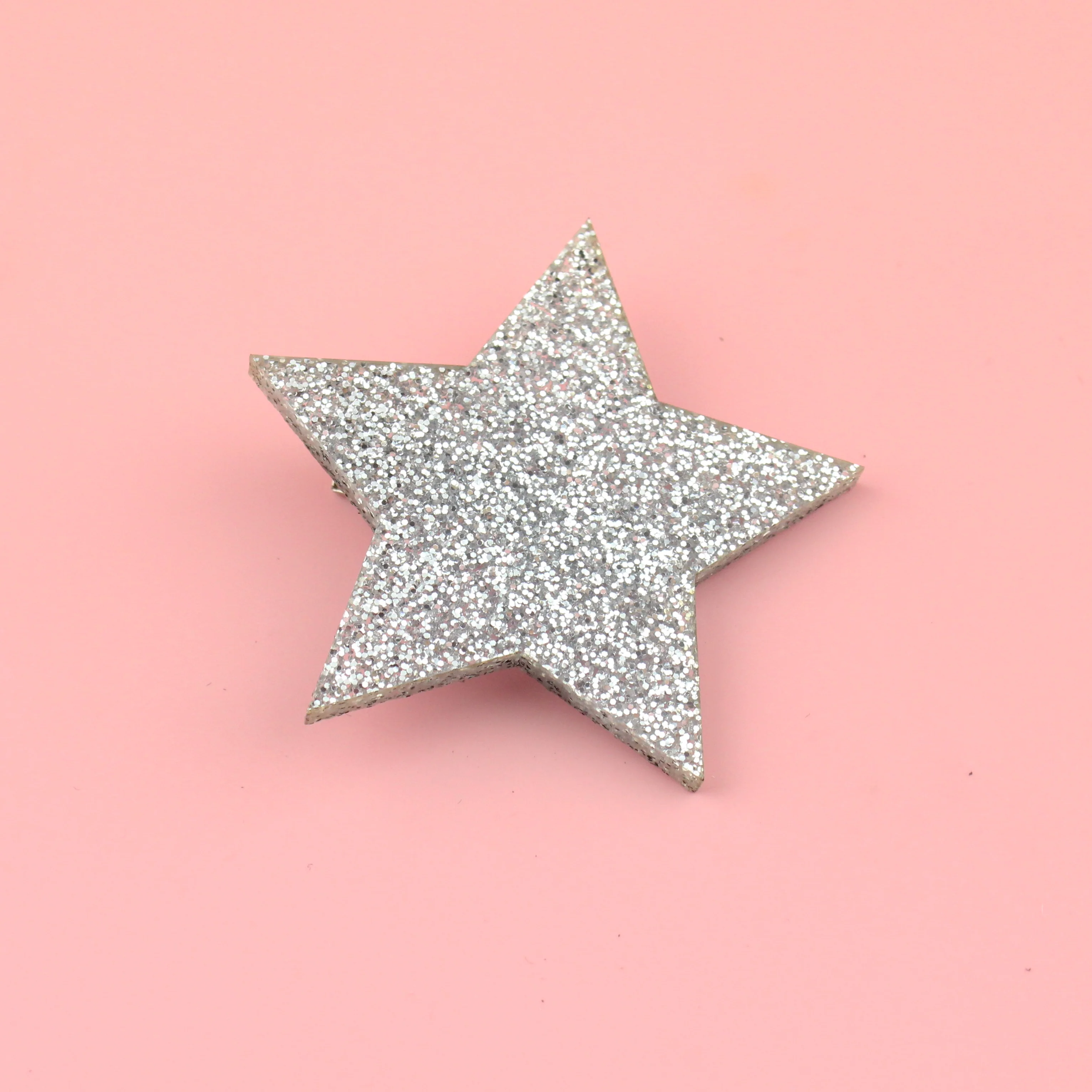 Silver Glitter Single Star Hair Clip - Image 3