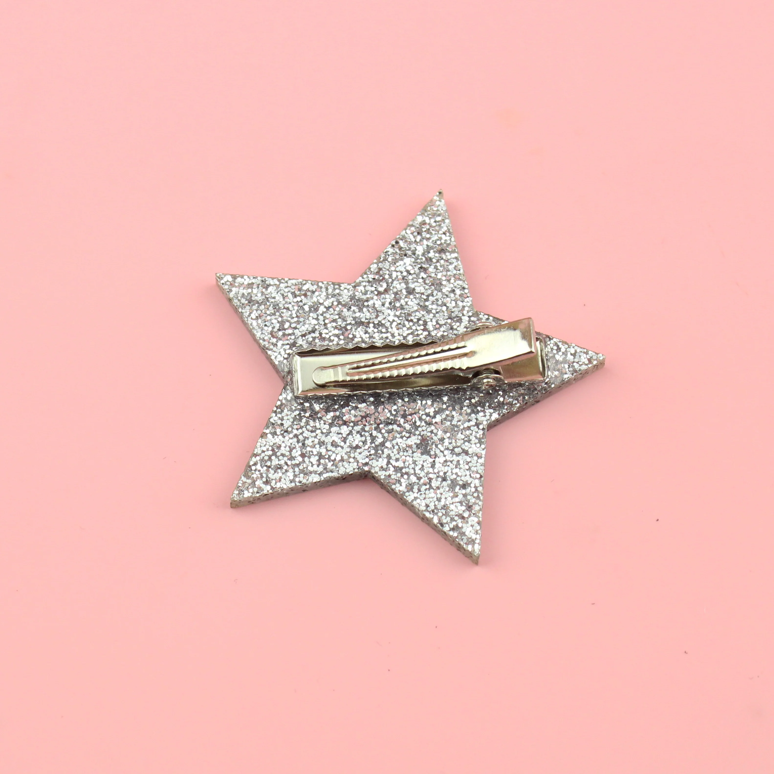 Silver Glitter Single Star Hair Clip - Image 6