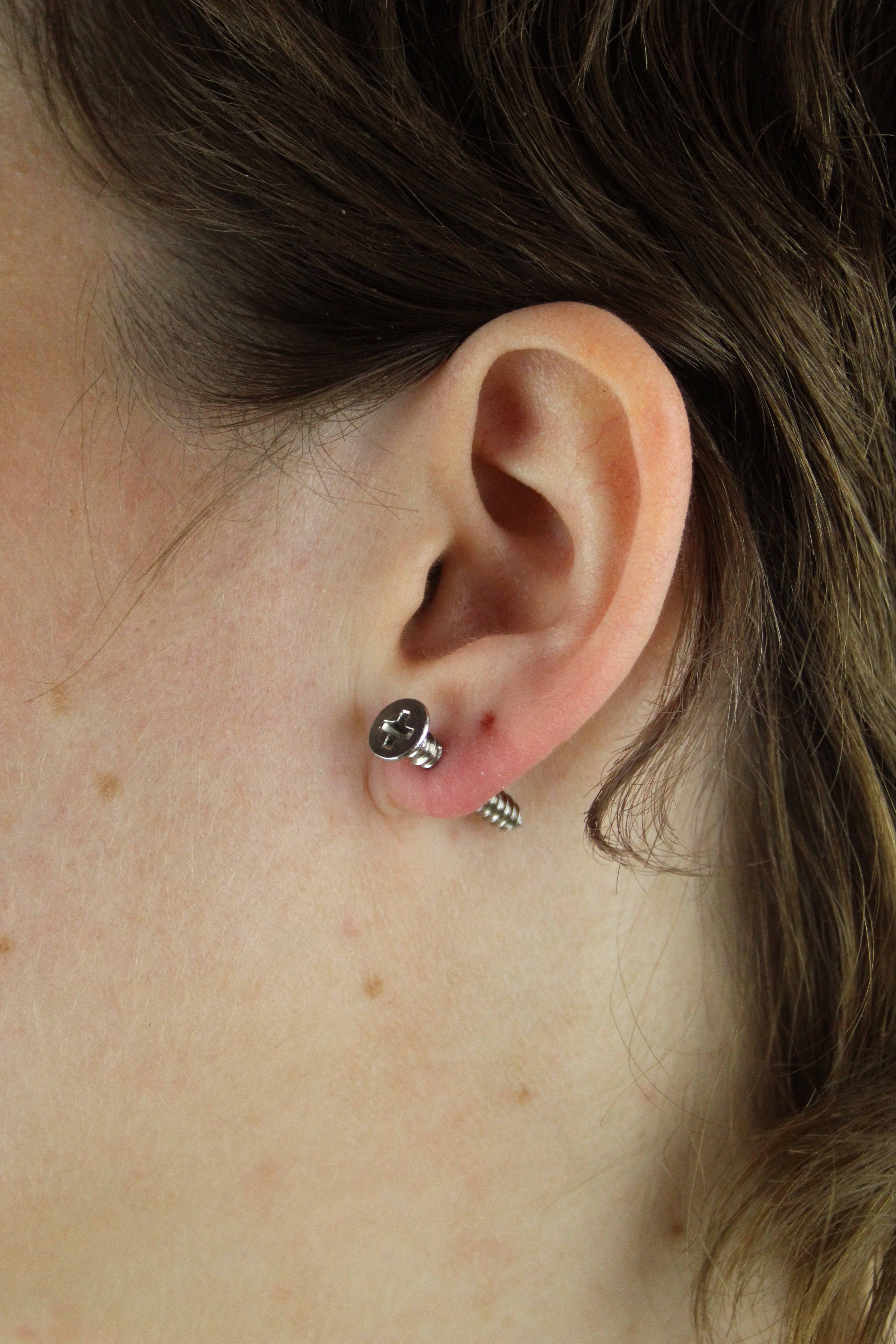 Silver Screw Earrings - Image 4