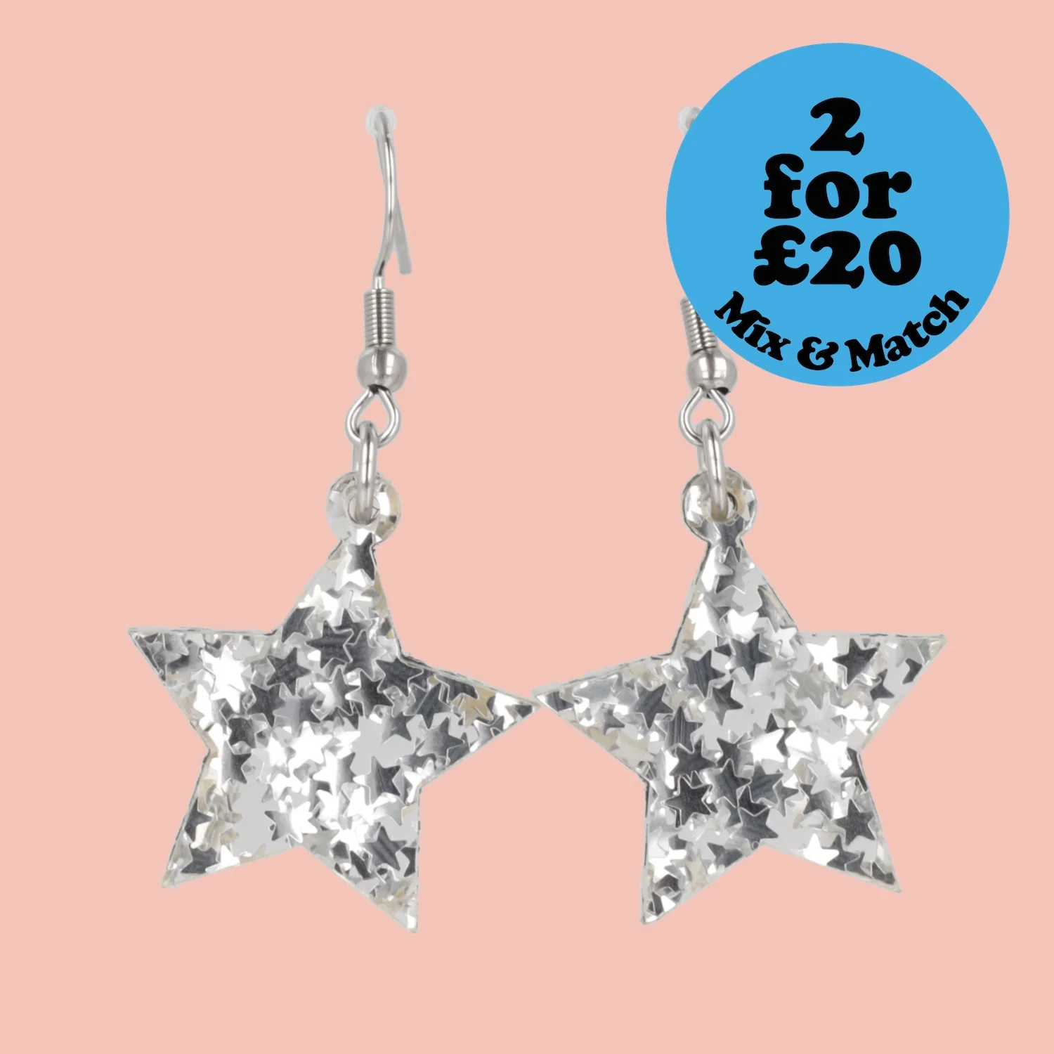 Silver Stellar Confetti Star Earrings
