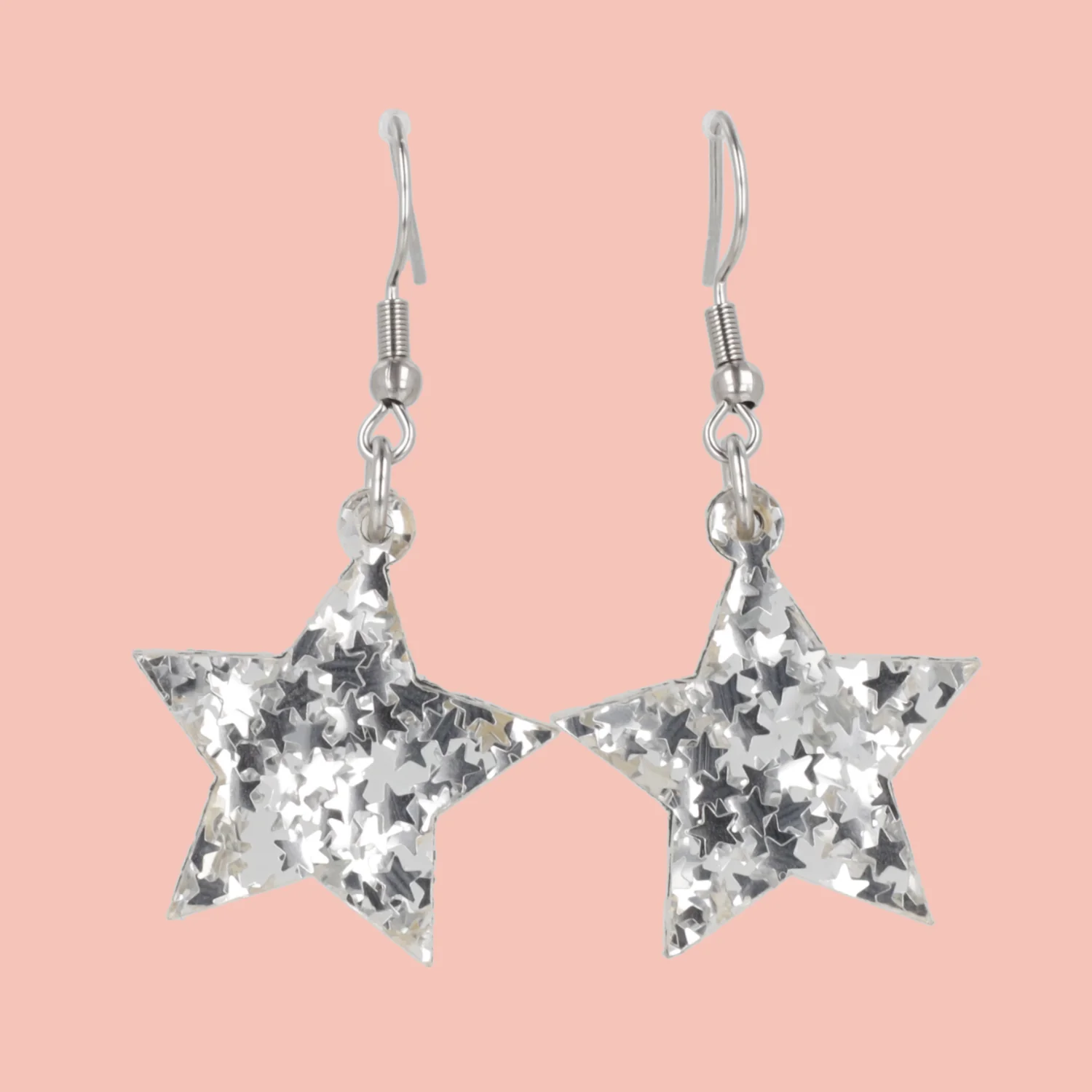 Silver Stellar Confetti Star Earrings - Image 2