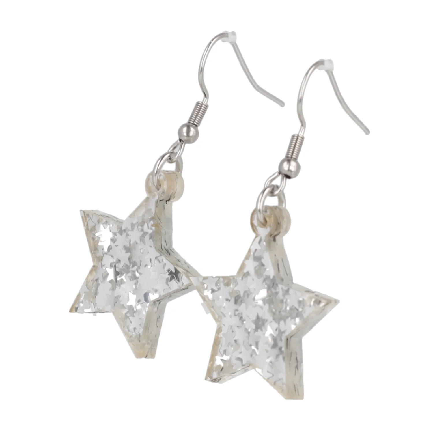 Silver Stellar Confetti Star Earrings - Image 5