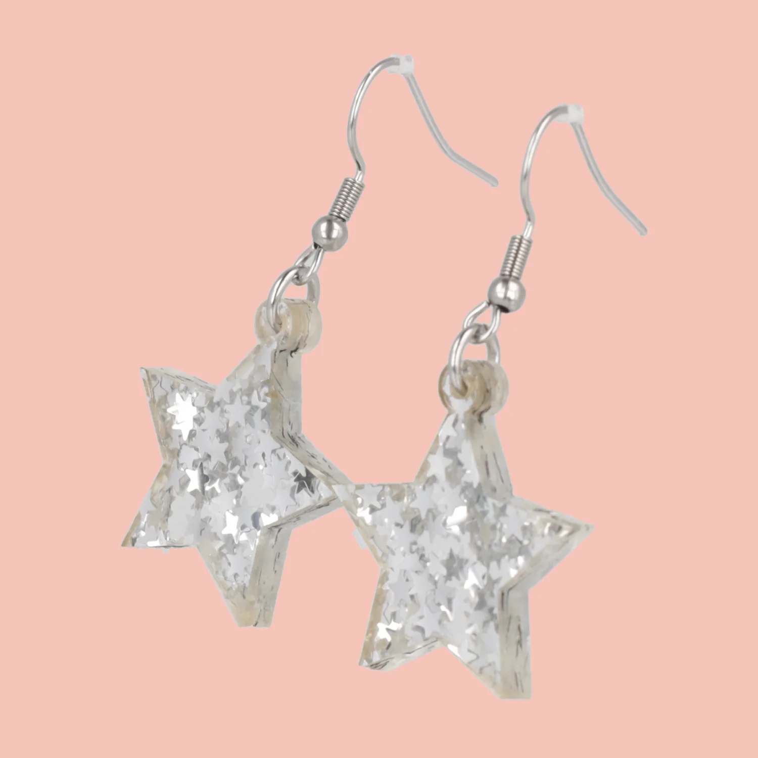 Silver Stellar Confetti Star Earrings - Image 7