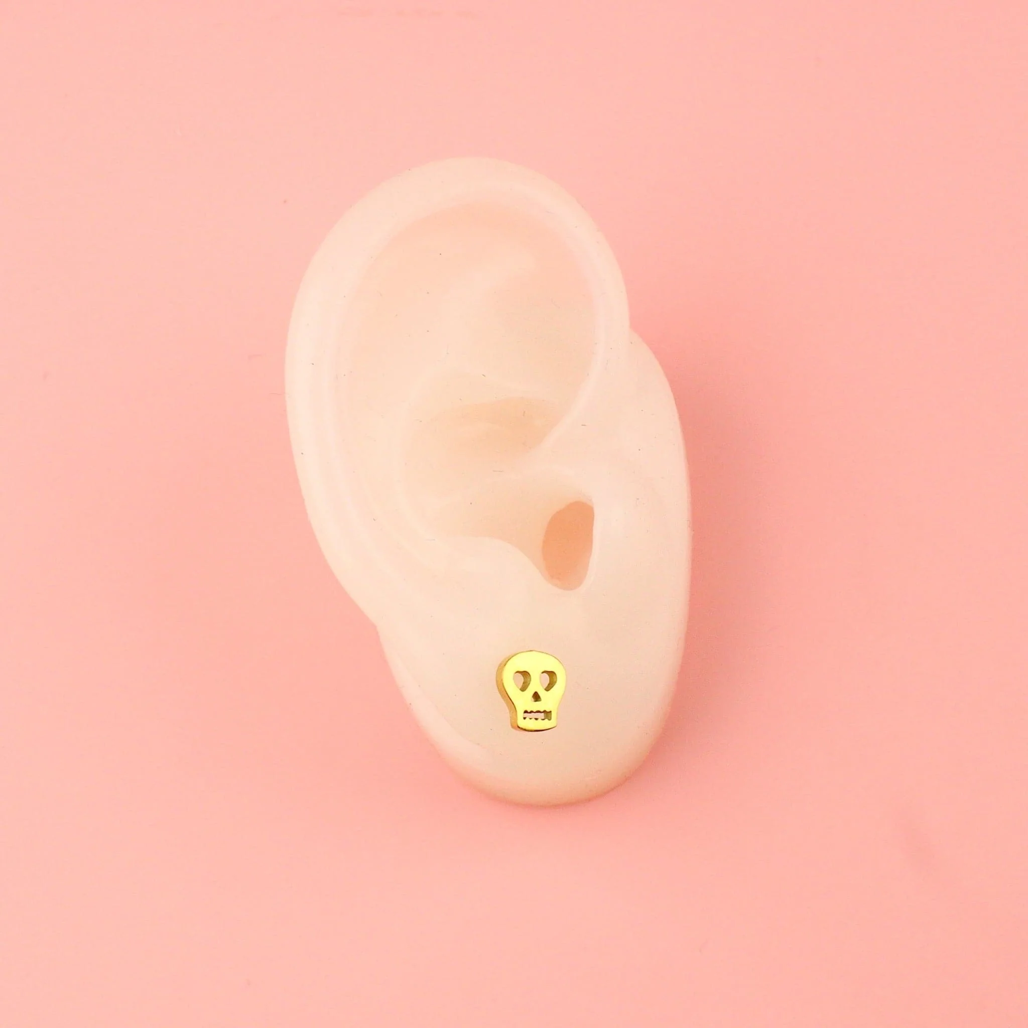 Skull Stud Earrings (Gold Plated) - Image 4