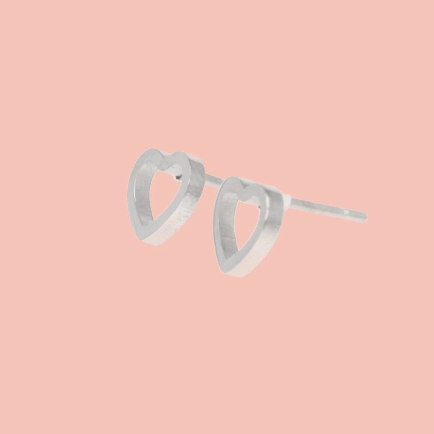 Small Cookie Cutter Heart Stud Earrings - Image 2
