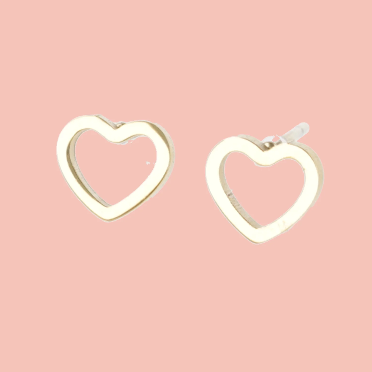 Small Cookie Cutter Heart Stud Earrings (Gold Plated) - Image 2