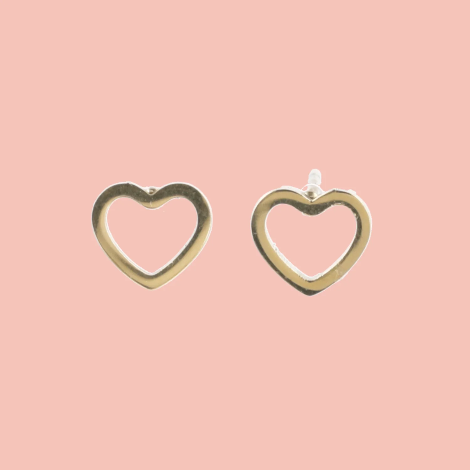 Small Cookie Cutter Heart Stud Earrings (Gold Plated) - Image 3