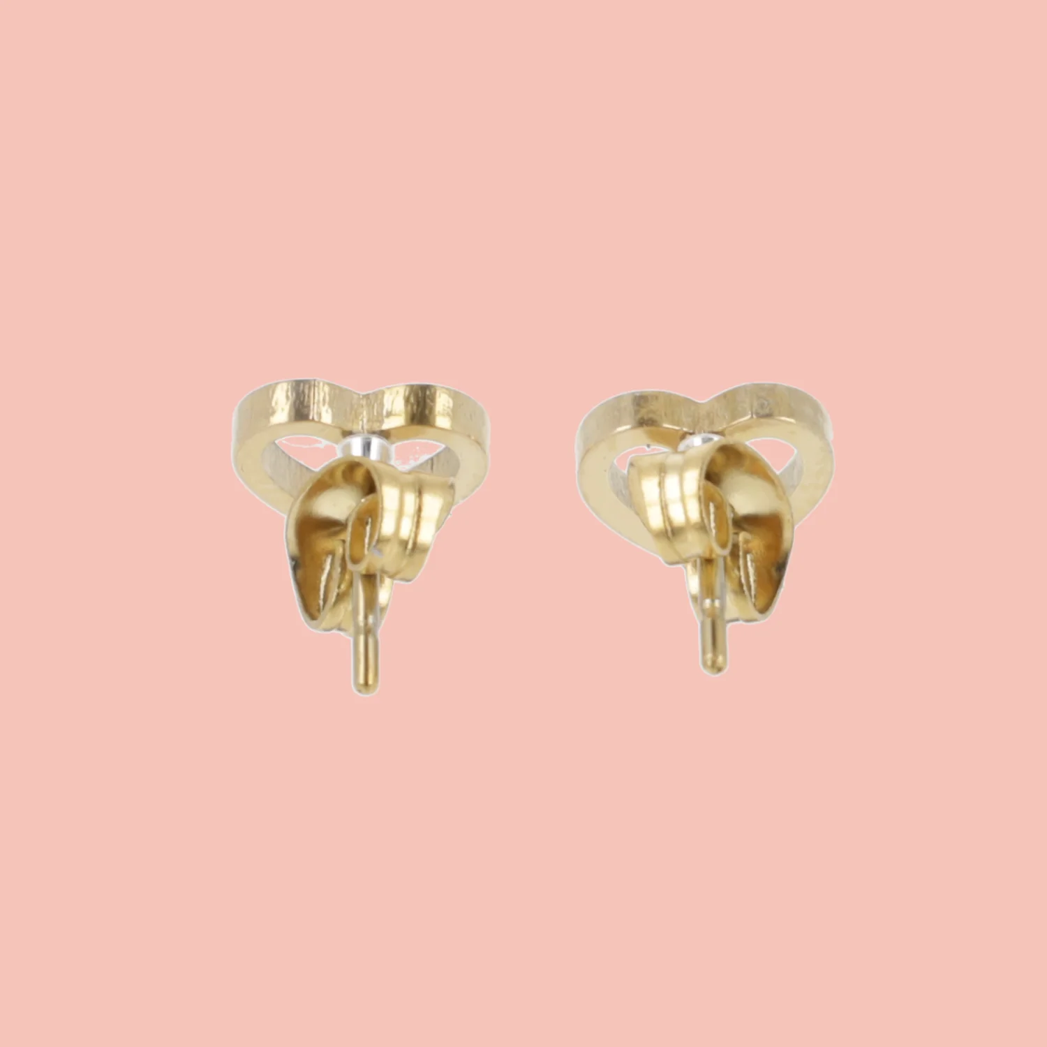 Small Cookie Cutter Heart Stud Earrings (Gold Plated) - Image 4