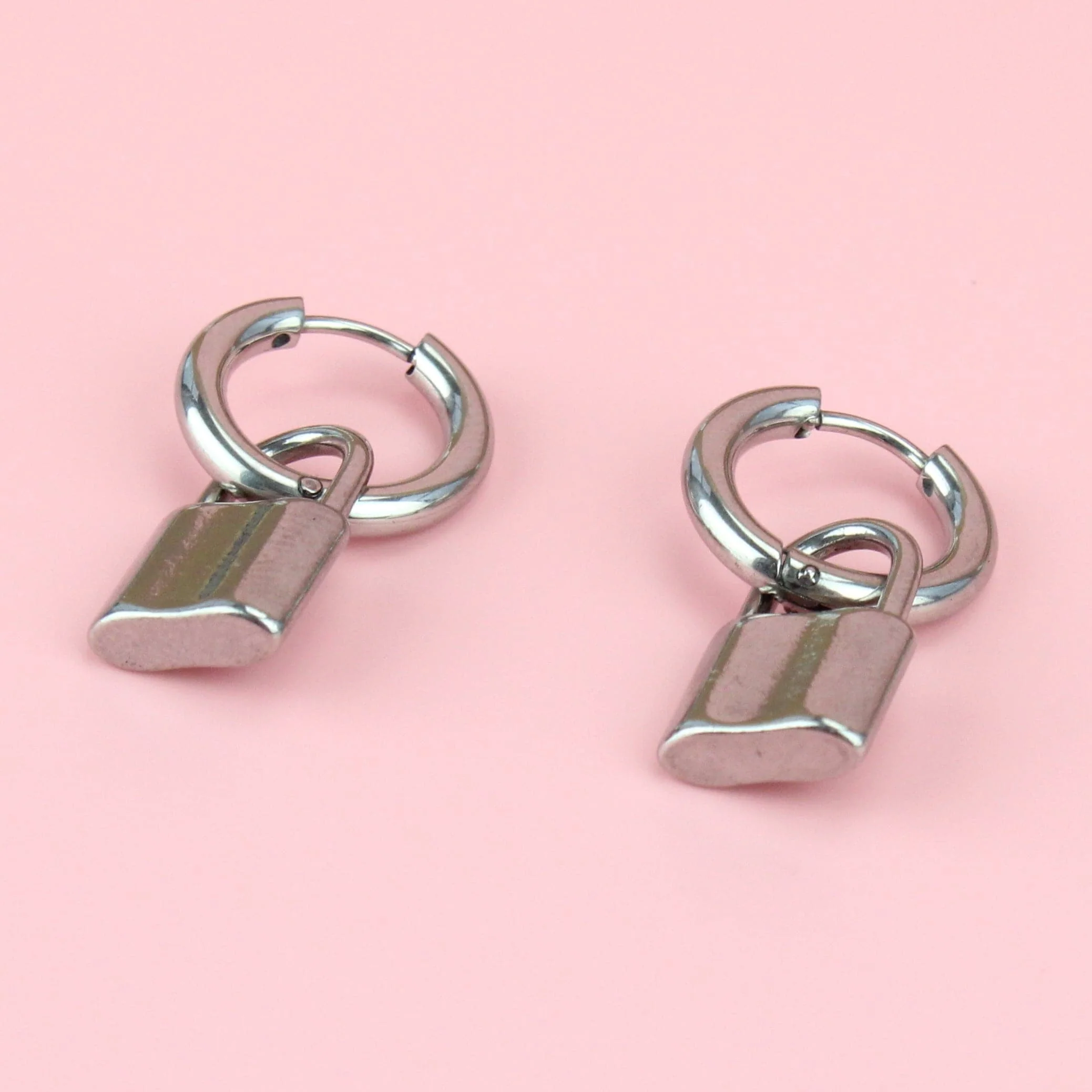 Small Padlock Hoop Earrings - Image 4