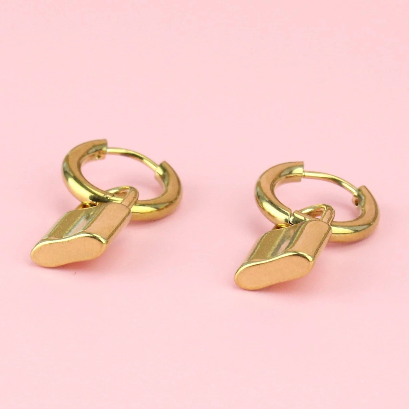 Small Padlock Hoop Earrings (Gold Plated) - Image 3