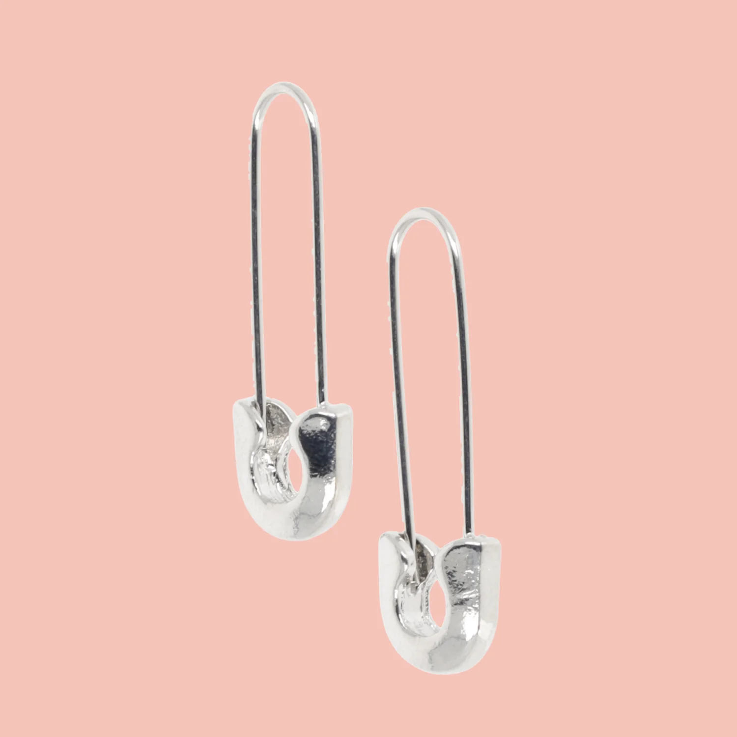 Small Safety Pin Earrings (Silver Plated) - Image 2