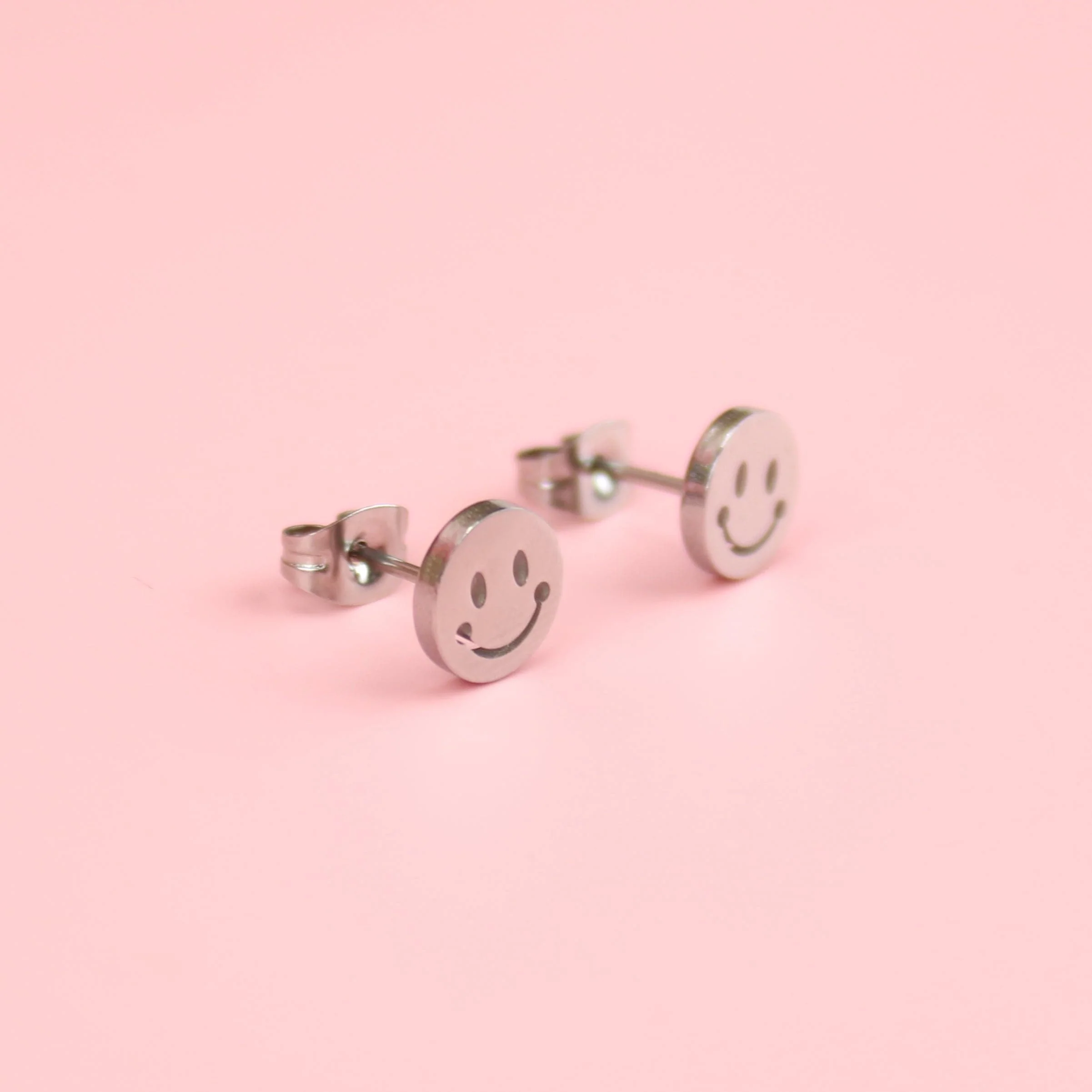 Smiley Face Stud Earrings - Image 3
