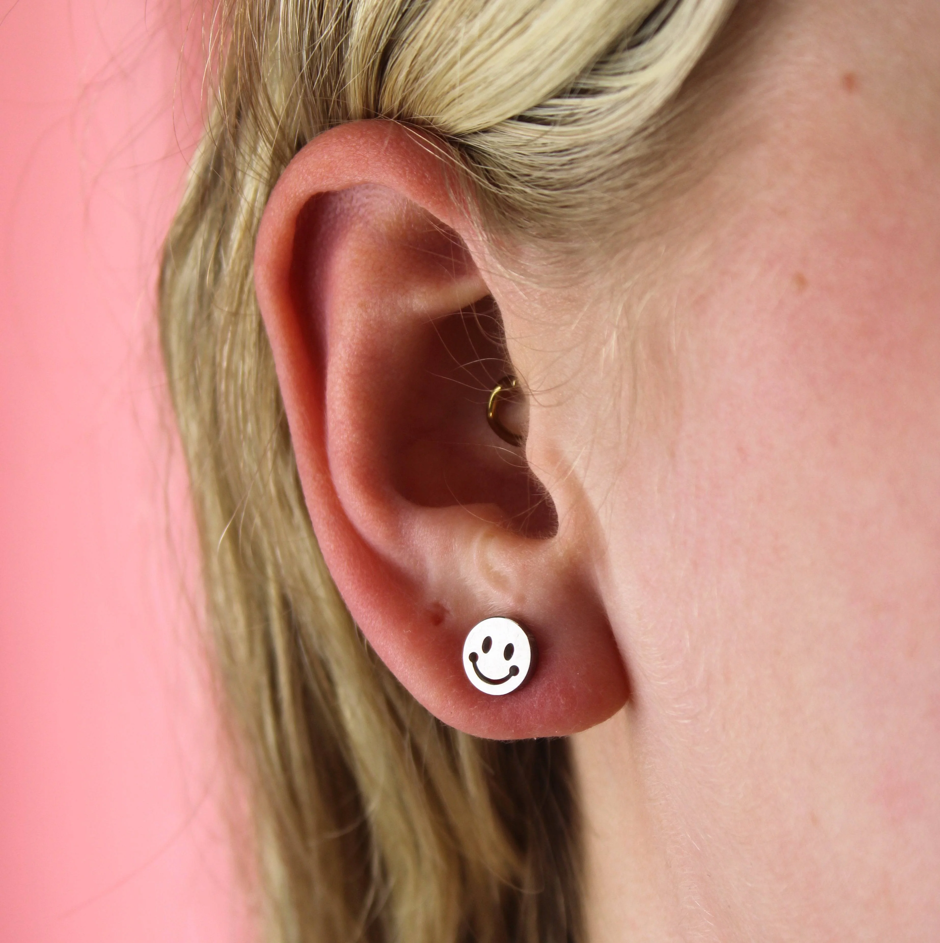 Smiley Face Stud Earrings - Image 4